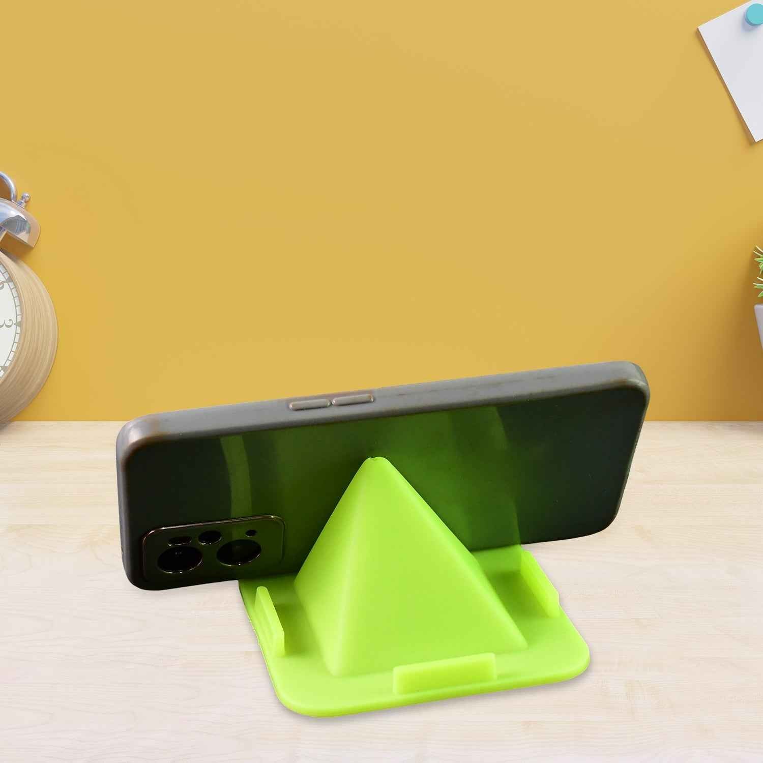 Virgin Mobile Accessories Universal Portable Four-Sided Pyramid Shape Desktop/ Table Mobile Holder Stand (1 Pc)