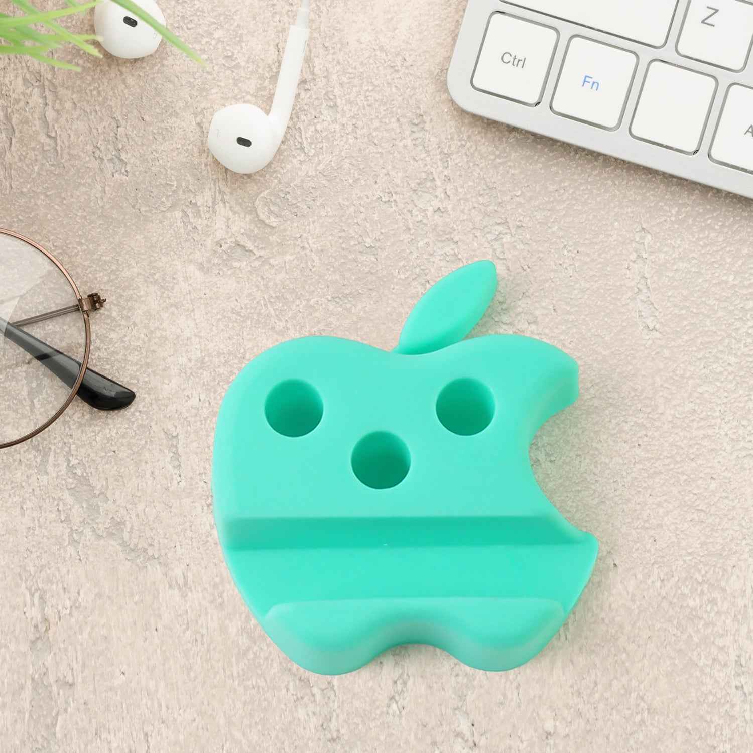 Multi-Functional Apple-Shaped Plastic Mobile Stand with Pen Holder (3 Pc / Mix Color)