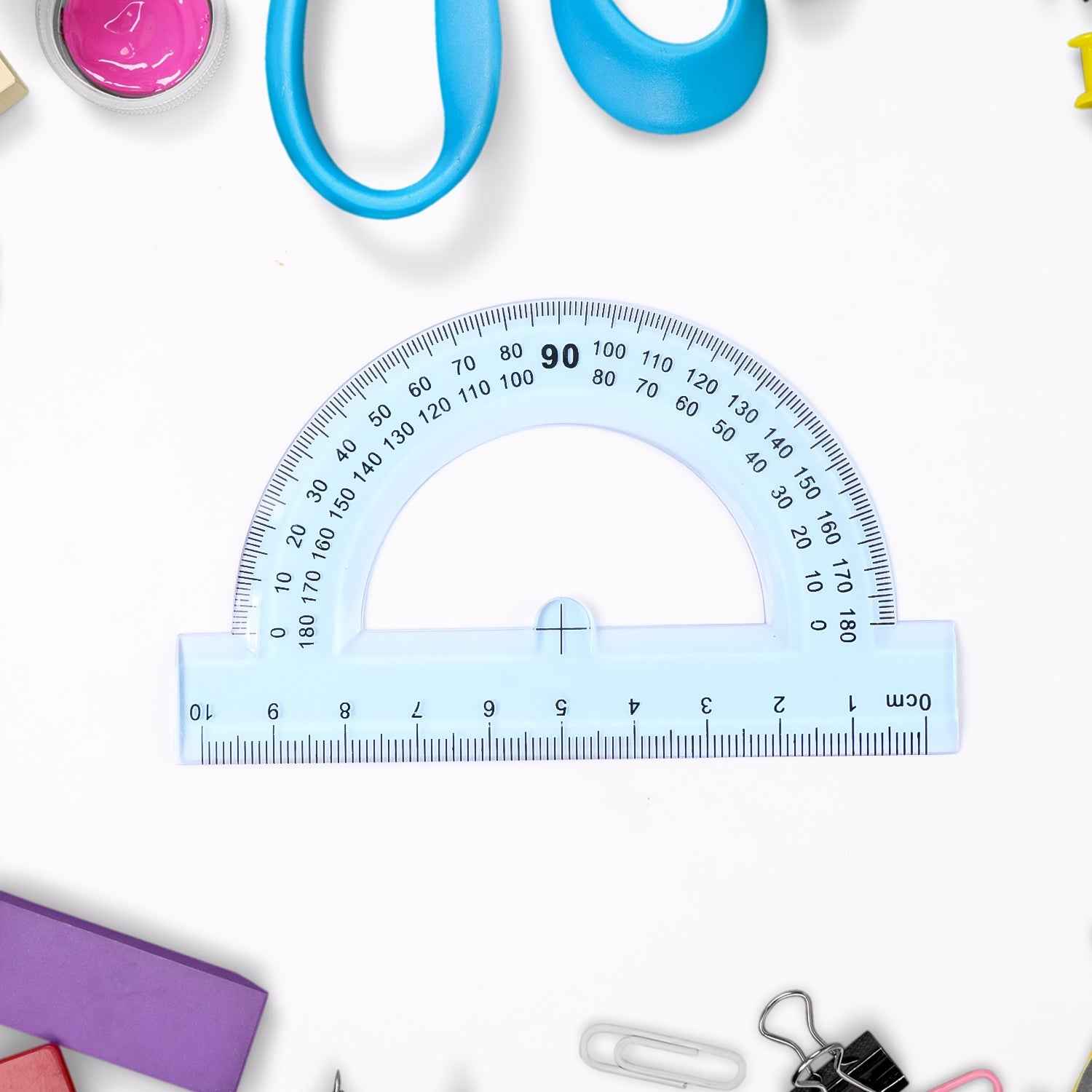 4-Piece Transparent Geometry Instrument Set with Ruler