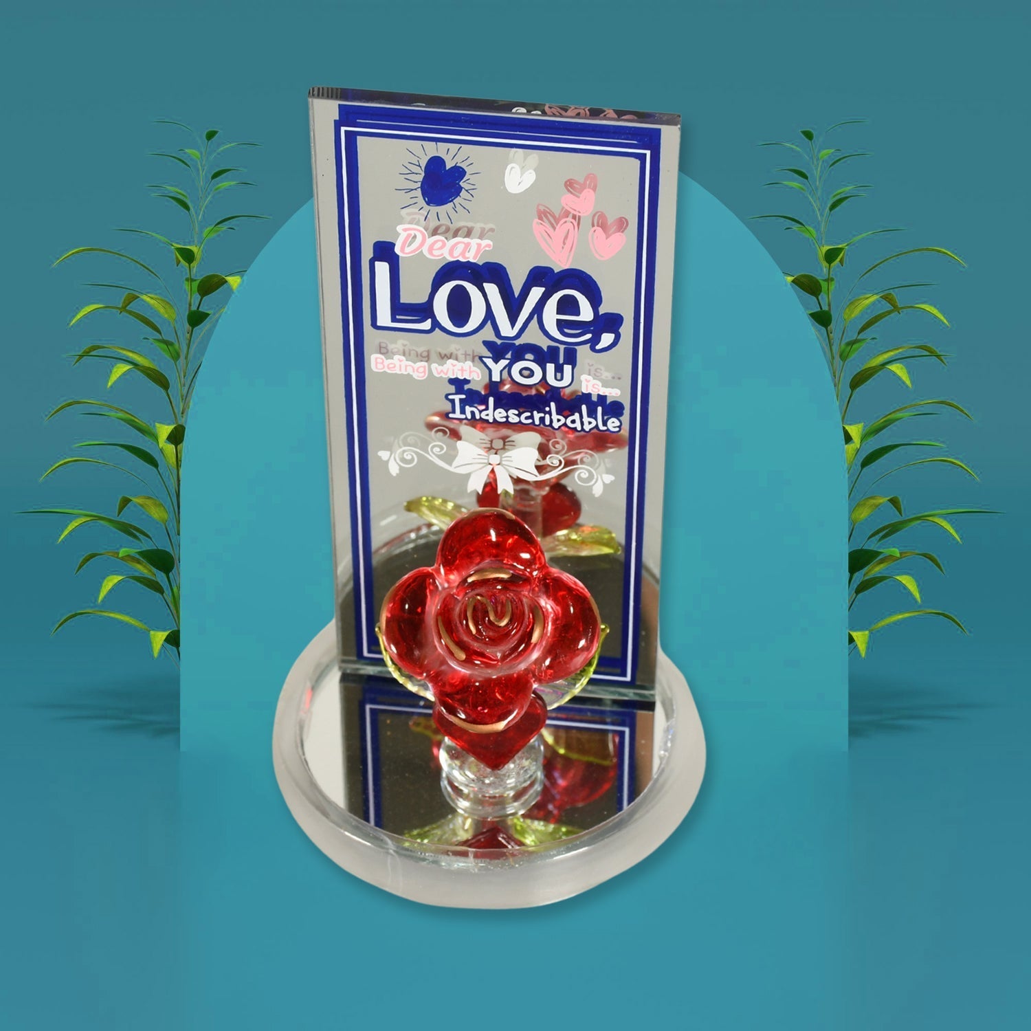 Lovely Rose Gift Showpiece, Love showpiece Valentine's Day Gift, Cute Anniversary, Wedding, Birthday, Boyfriend, Husband Romantic Unique Gift Set, Home Decoration Gift Set (1 Pc) travel sahayak