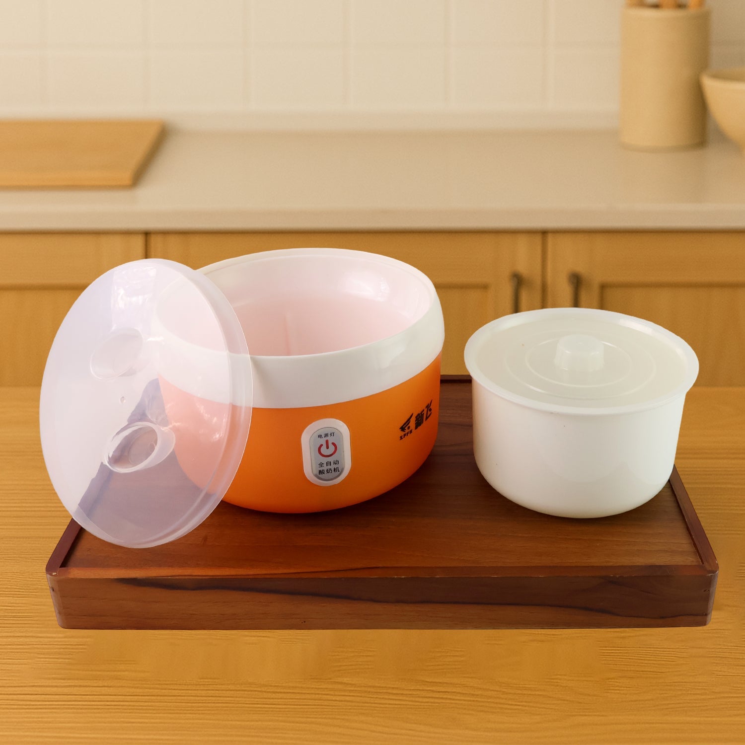 Orange ELECTRONIC YOGURT MAKER, AUTOMATIC YOGURT MAKER MACHINE 1L YOGHURT PLASTIC CONTAINER FOR HOME USE