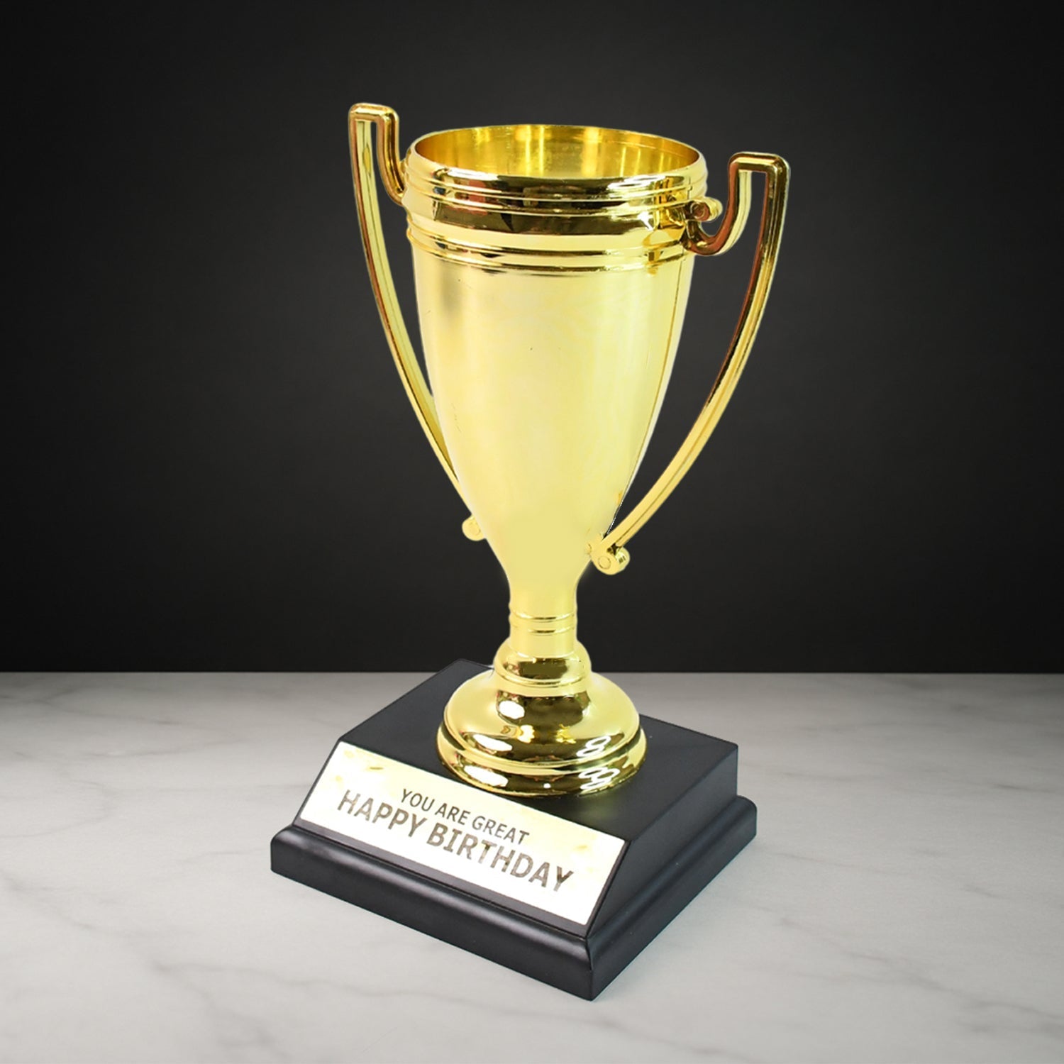 Golden Birthday Trophy – “You Are Great Happy Birthday” Plastic Award with Base Variety Bazaar