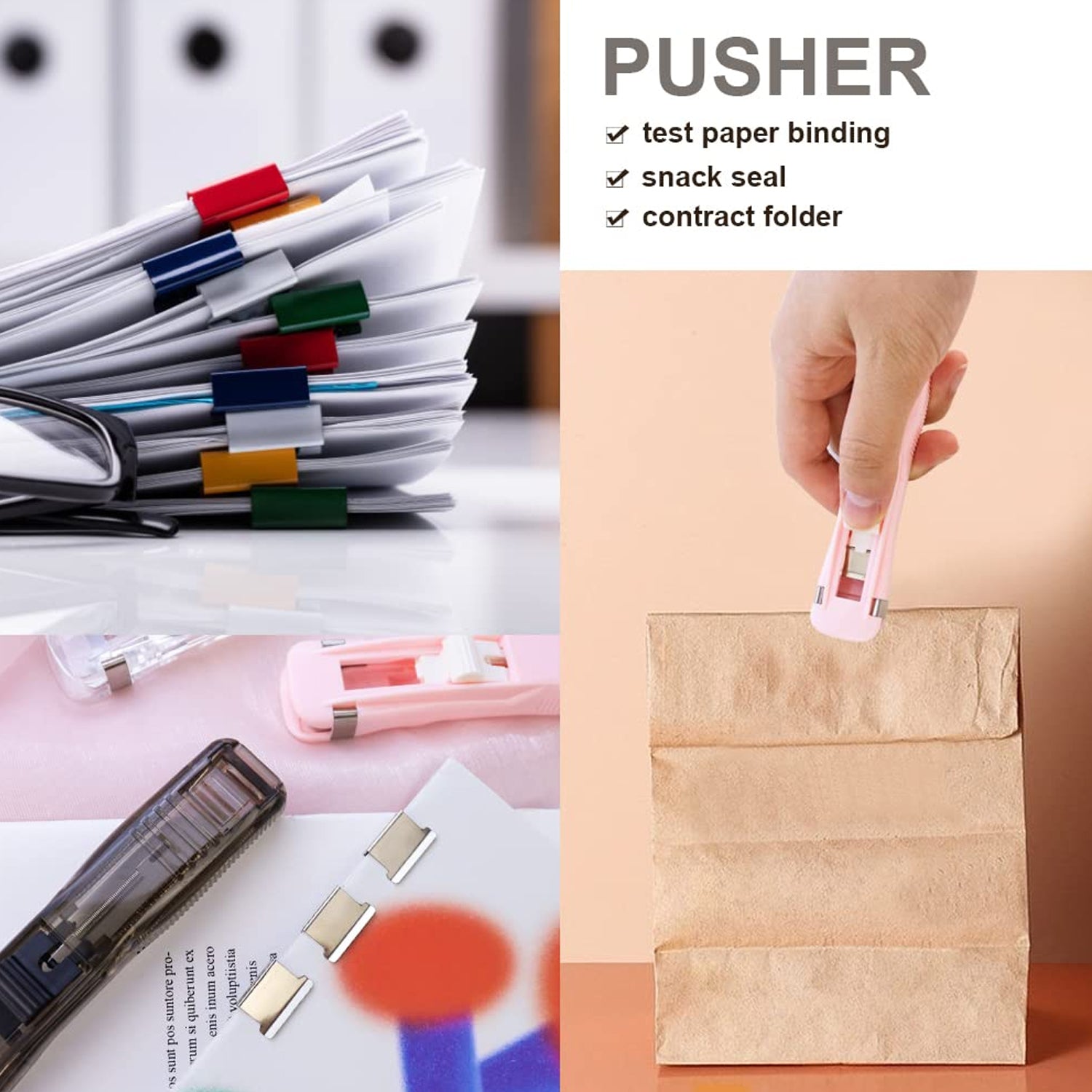 Portable Paper Clamp With 8 Pcs Clip Dispenser Handheld Paper Fast Clam (1 Set) Variety Bazaar