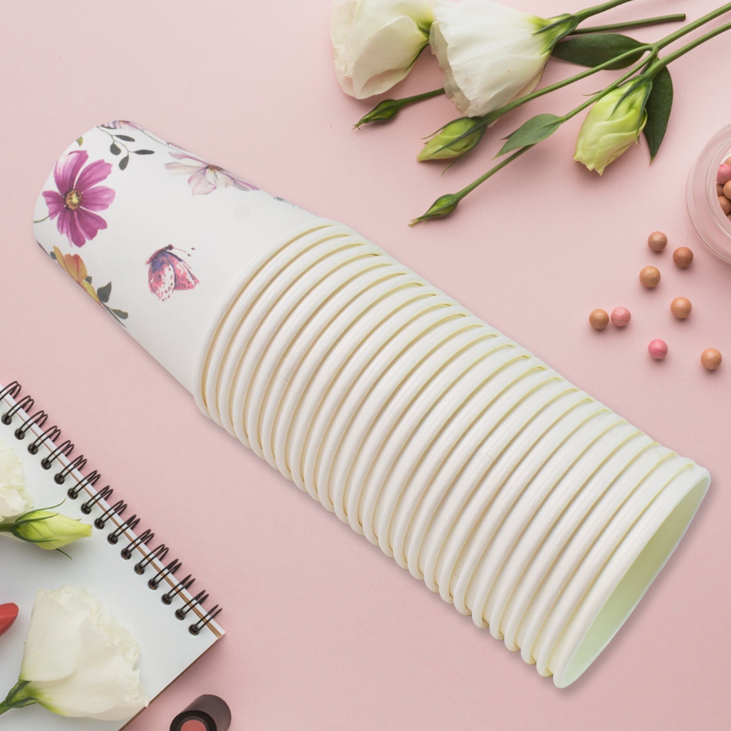 Disposable Paper Cups, Disposable Tea, Coffee Cups (24 Pcs Set / Mix Color & Design) Variety Bazaar