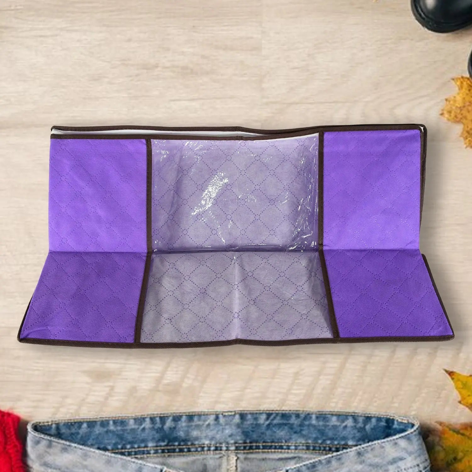 17675 Clothing storage bag with zipper, non-woven storage bag for storing the clothes and sarees. - varietybazaar.co.in