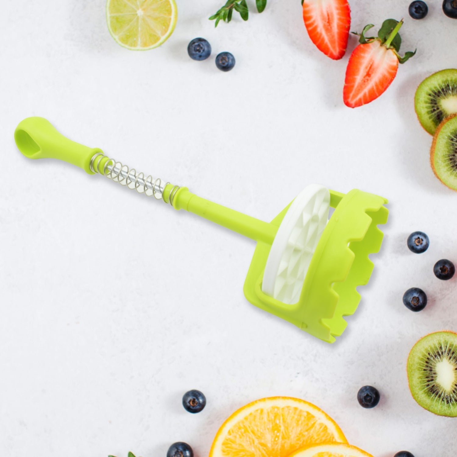 Multi Functional One-Handed Plastic Manual Mashed Potatoes Masher, Mash Sweet Potato Masher with Comfort Grip and Stainless-Steel Spring Design for Nonstick Pans (1 Pc) Variety Bazaar