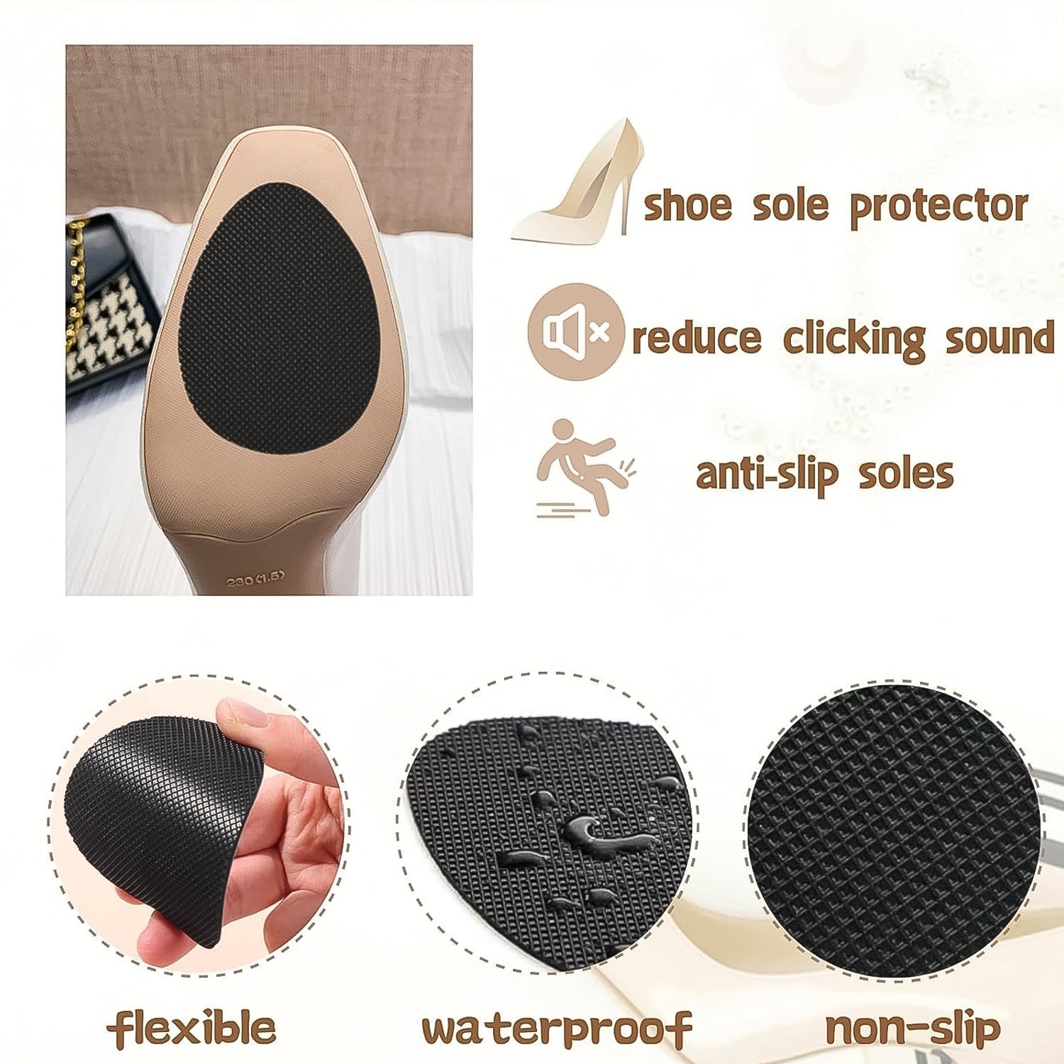 Self Adhesive Anti Slip Grip Sticker For Shoes, Sandals, Heels (1 Pc) Variety Bazaar