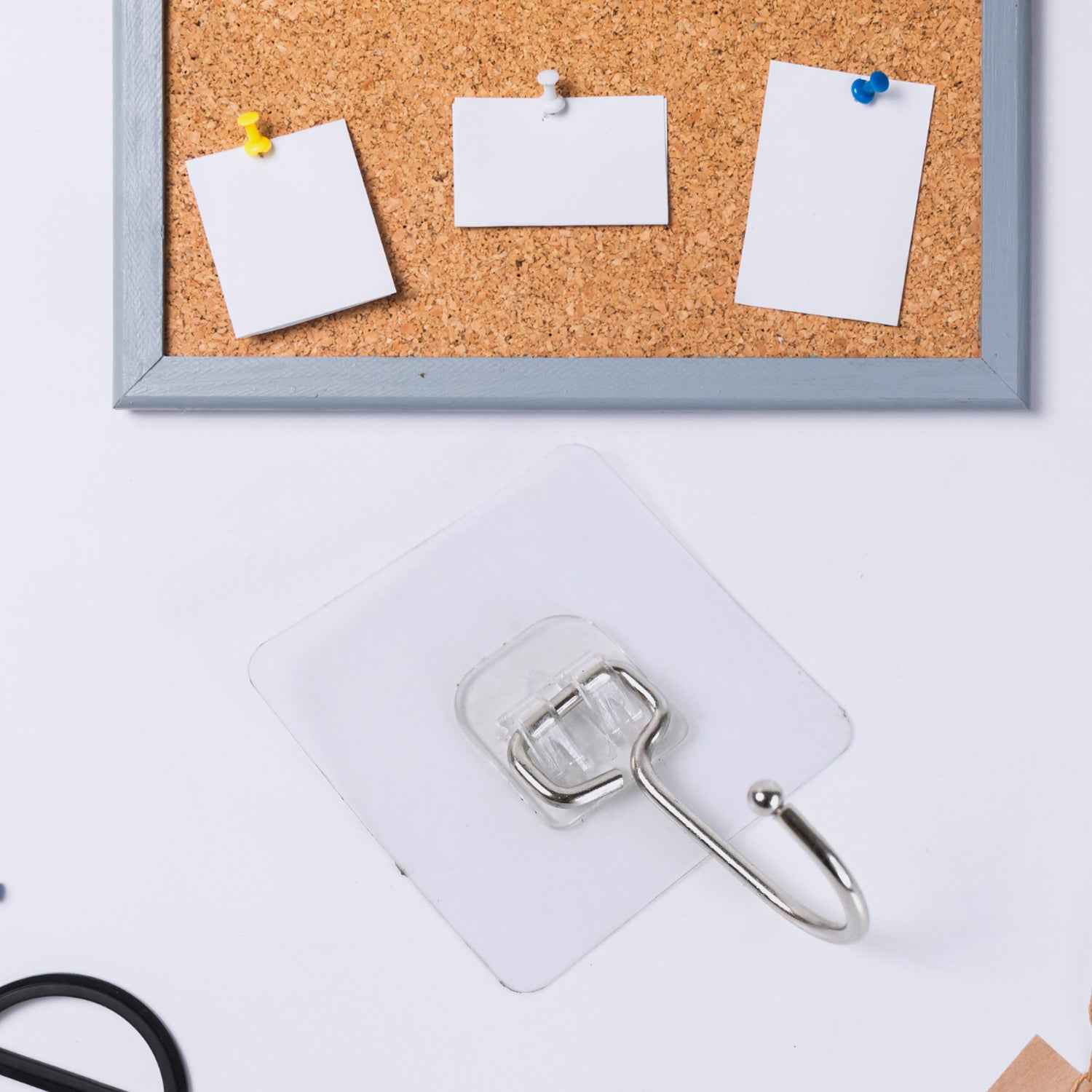 Transparent Large Stainless Steel Self Adhesive Wall Hooks (1 Pc)