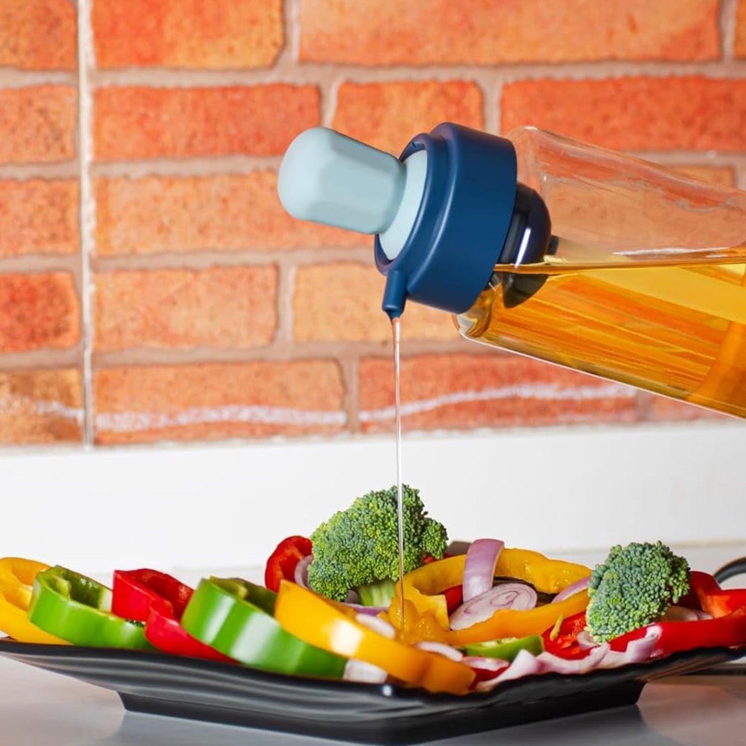 2 in 1 Transparent oilar dispenser with Silicone Oil Dropper Nozzle (1 Pc / With Brush / 1 Ltr.) Variety Bazaar