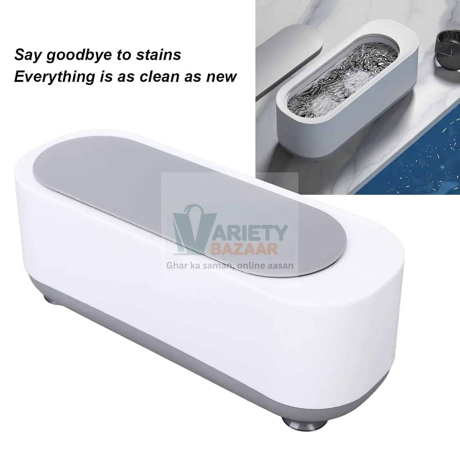 12670 Ultrasonic Jewllery, Cleaner, Ultrasonic Cleaning Machine, Portable jewellery Cleaning Mchine For Jewellery, Ring, Silver, Retainer, Glasses, Watches, Coins, High Frequency Vibration Machine (Battery Not Included) Travel Sahayak