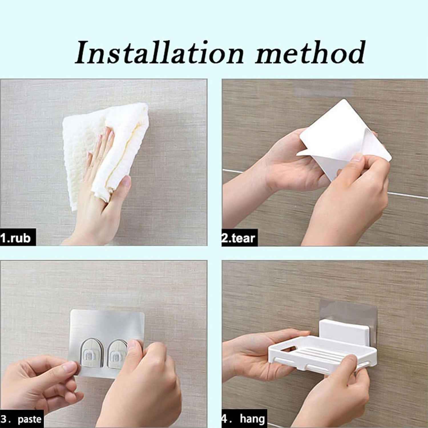 Self-Adhesive Wall Mount Plastic Soap Dish with Drain Slots
