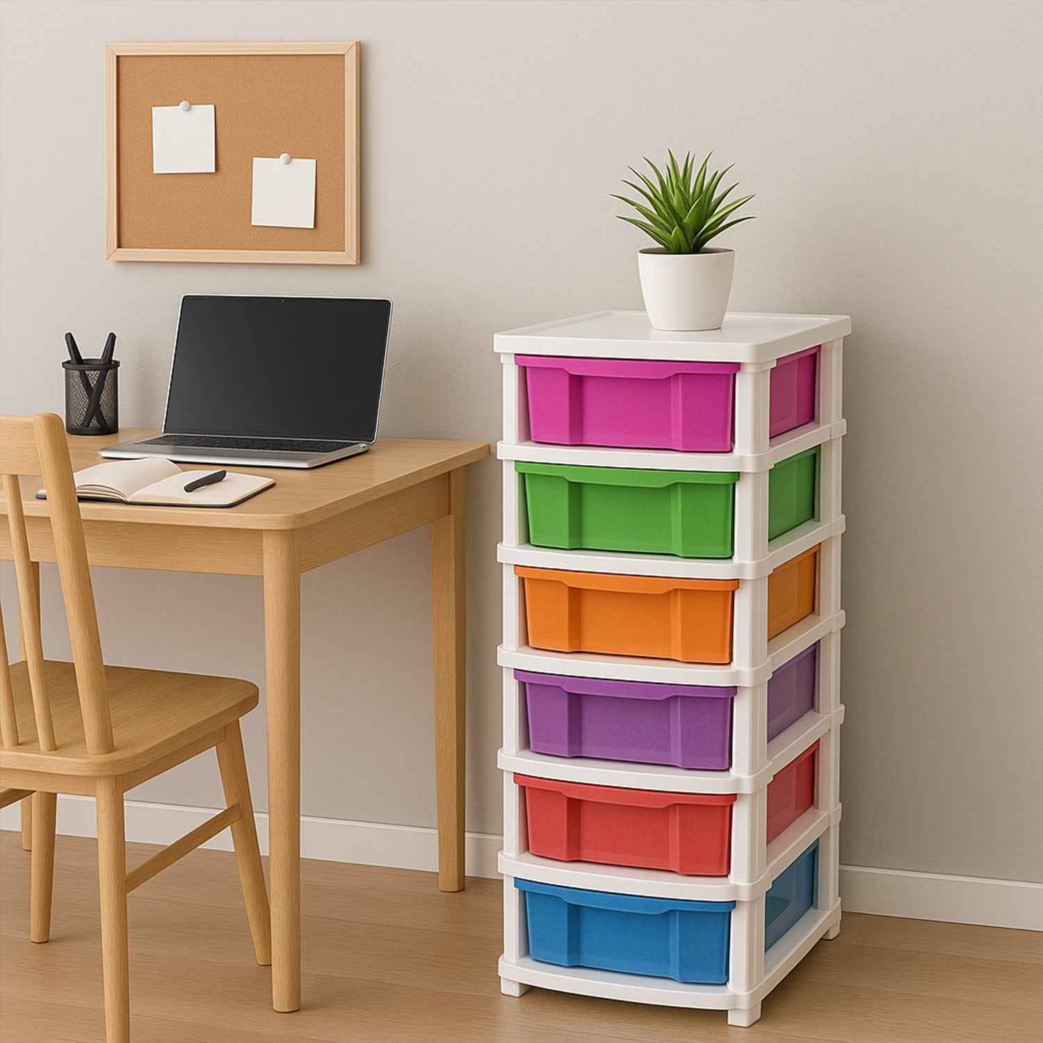 6-Layer Multi-Colored Plastic Storage Drawer Cabinet