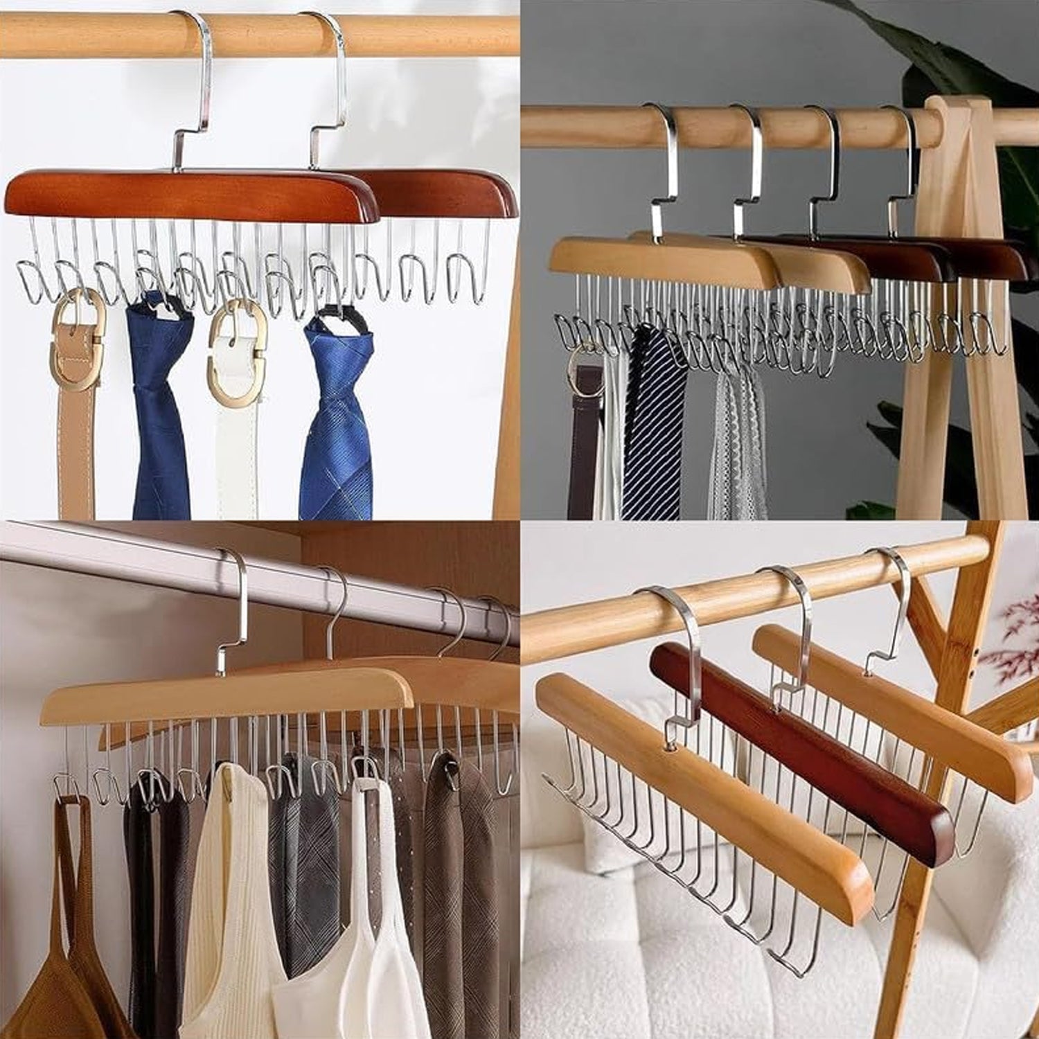Space Saving 8 Hooks Wooden Hangers (1 Pc) Variety Bazaar