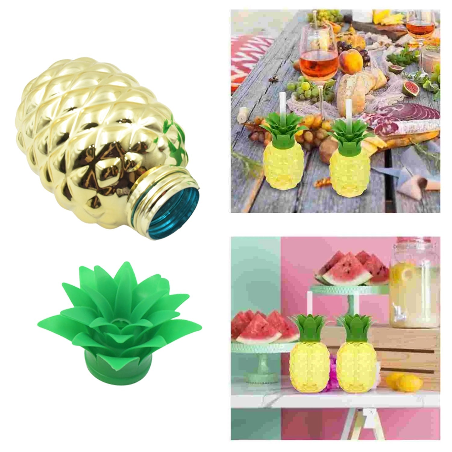 Plastic Pineapple Cups with Straw (1 Pc) - Party Favors, Hawaiian, Beach Variety Bazaar