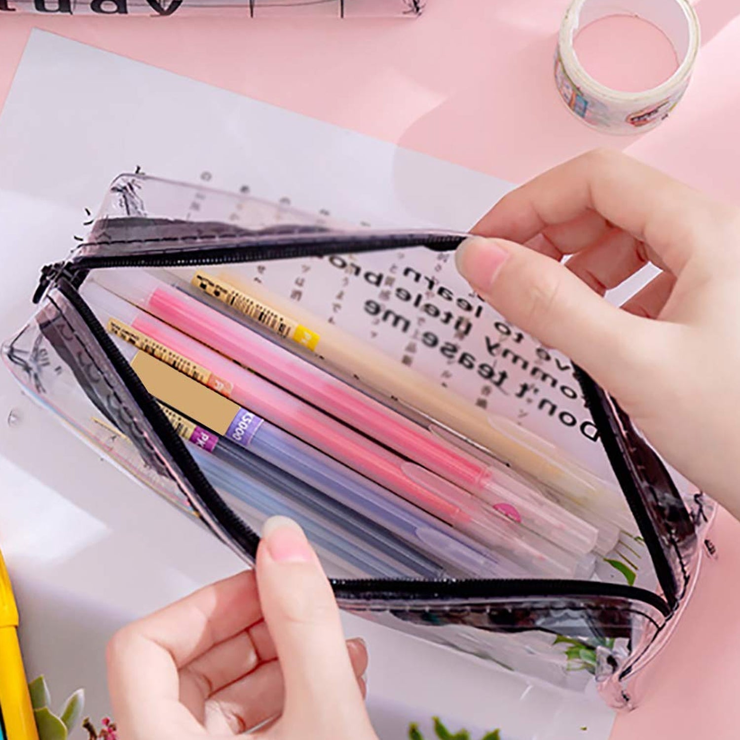 Transparent Pencil Pouch With Zipper (1 Pc) Variety Bazaar