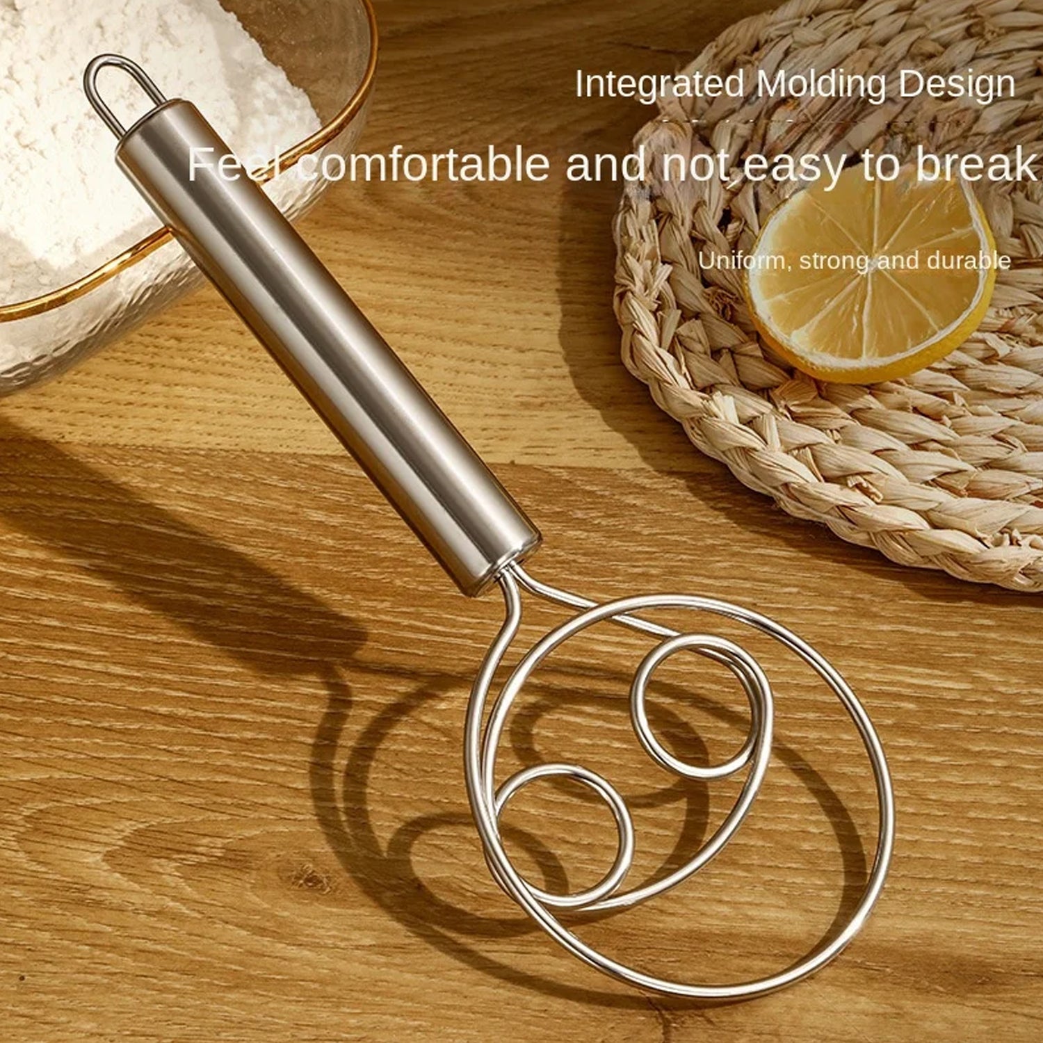 Dough Whisk, Premium Stainless Steel Dutch Whisk, Dough Hand Mixer Artisan Blender For Egg, Bread, Cake, Pastry, Pizza Dough - Perfect Baking Tools, Whisking, Tirring Kitchen Tools (1 Pc) Variety Bazaar