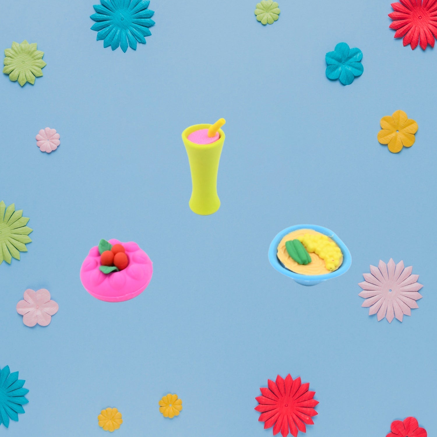 3D Mix Design Fancy & Stylish Colorful Erasers – Cute Novelty Eraser Set for Kids & School Prize (1 Set) Variety Bazaar