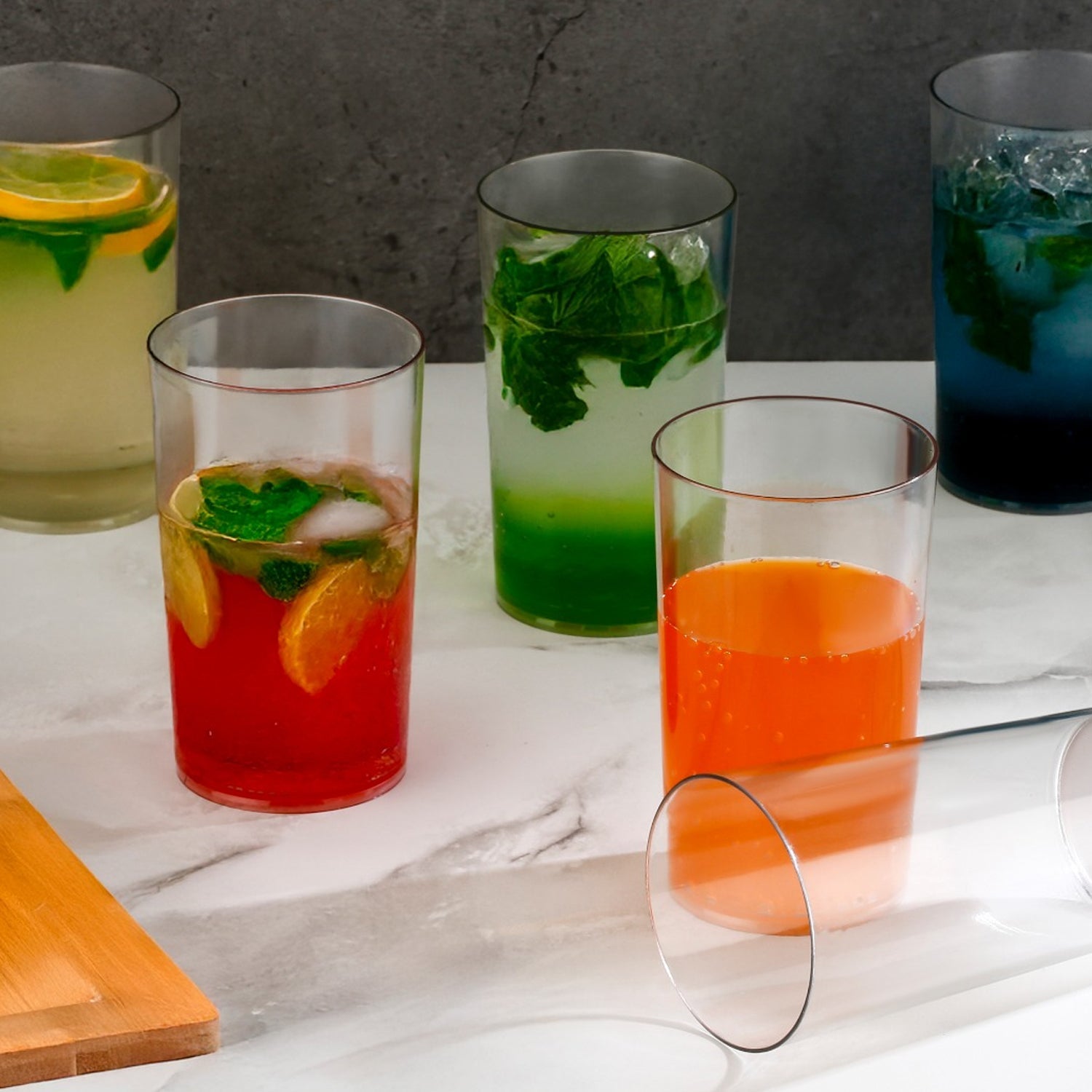 Round Clear Plastic Water Glass Juice Beer Wine Plastic Unbreakable Transparent Glass Set ( 300ml 6pc ) Variety Bazaar