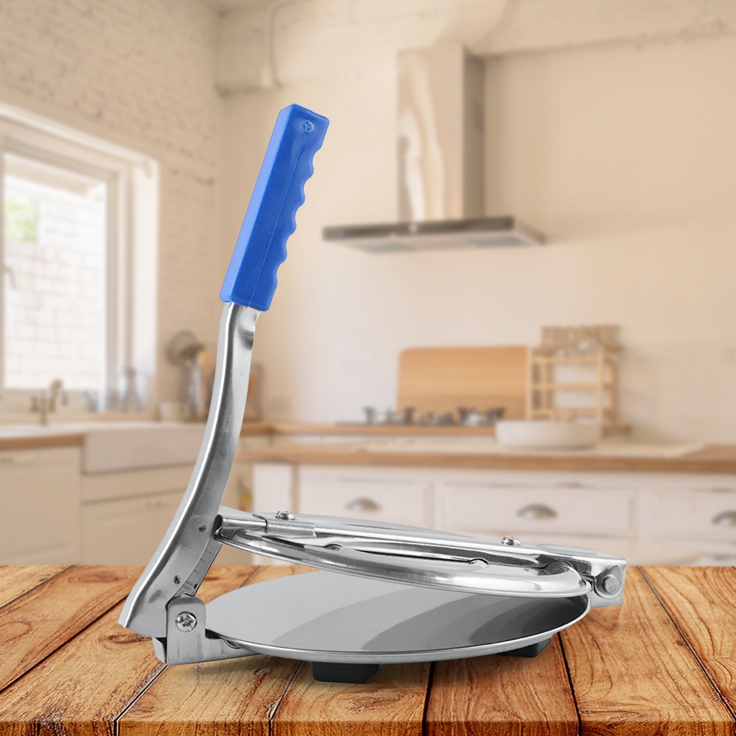 PURI PRESS MAKER - STAINLESS STEEL PURI MAKER PRESS MACHINE - ROTI CHAPATI PRESSER FOR HOME -KHAKHRA- PURI MAKER PRESS MACHINE WITH HANDLE, MANUAL PURI MAKER (MEDIUM) Variety Bazaar