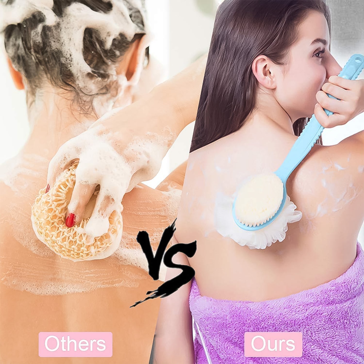 2in1 Bath Brush With Long Handle Variety Bazaar