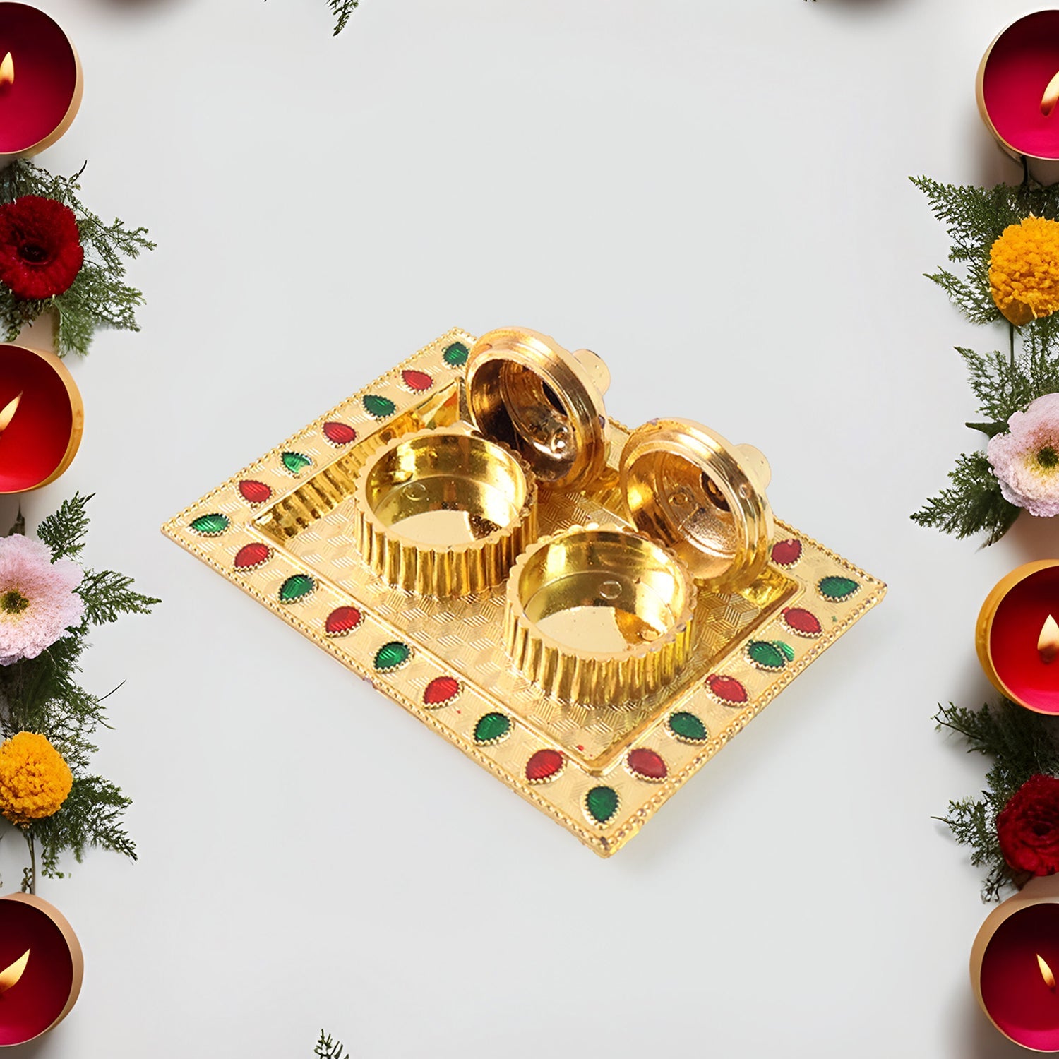 Rakasha Bandhan Special Puja Thali, Kumkum Thali Holder, Pooja Return Gift, Indian Housewarming Gifts, Brother / Bhai / Bhabhi / Sister / Family Rakhi for Rakshabandhan, Diwali