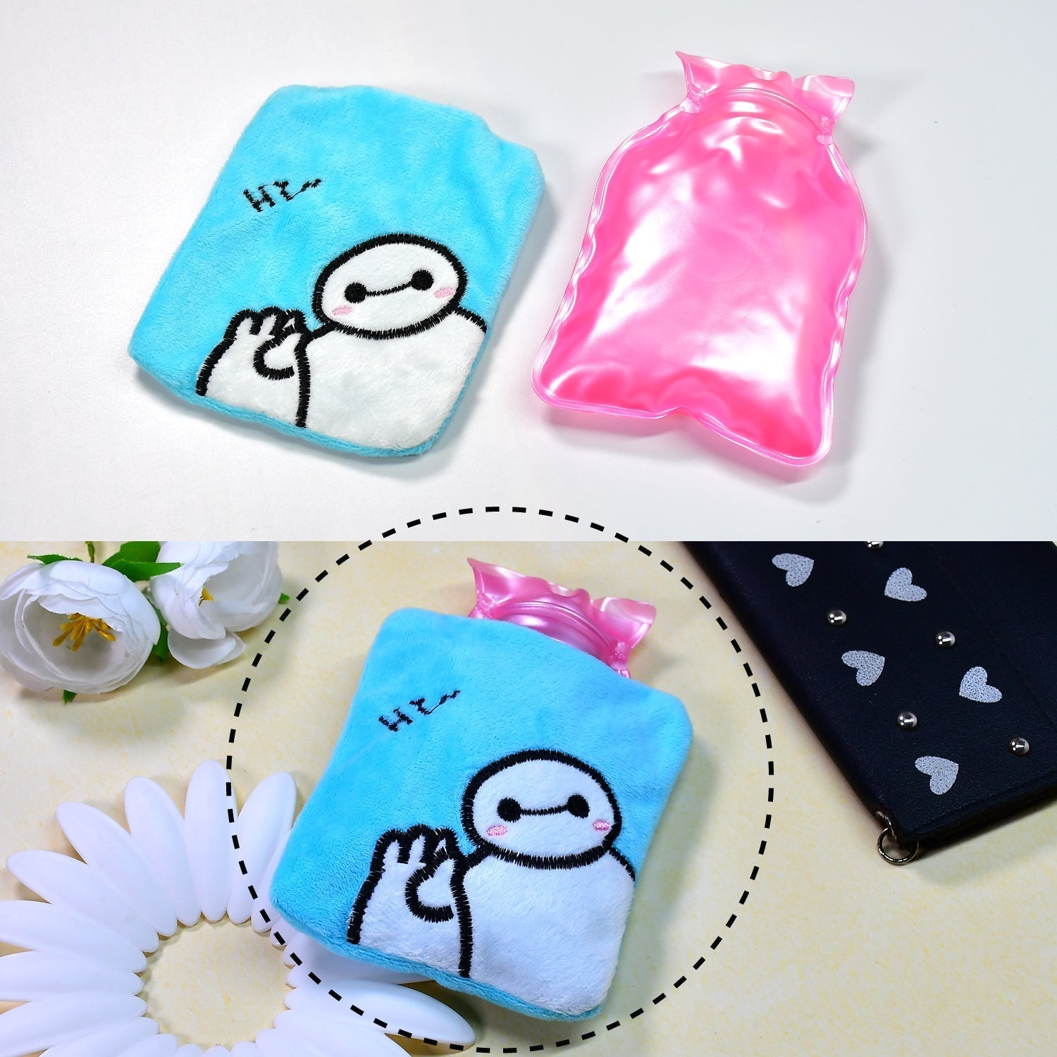 Blue Baymax Small Hot Water Bag with Cover for Pain Relief Variety Bazaar