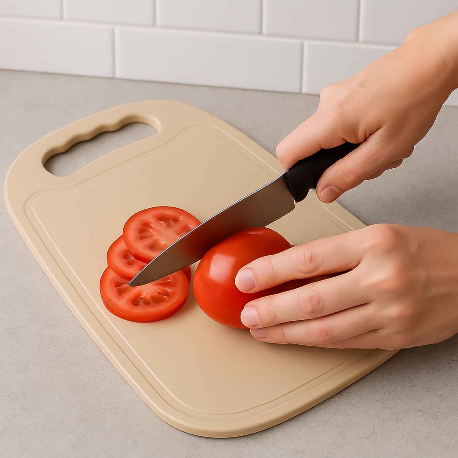 Durable Plastic Chopping Board 34x23 cm (1 Pc)
