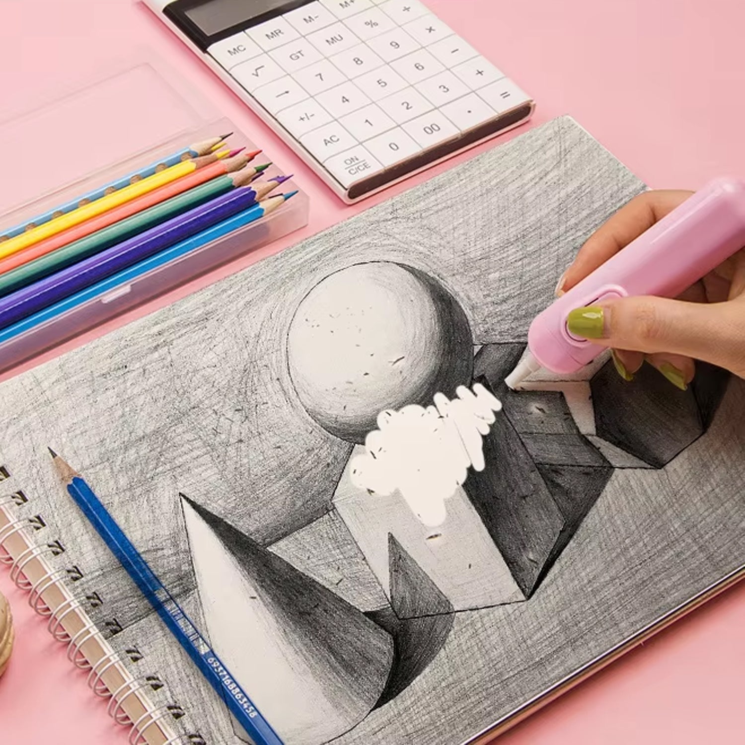 Electric Eraser Kit – Battery Operated with 10 Refills for Drawing & Sketching (Mix Design / Battery Not Included) Variety Bazaar