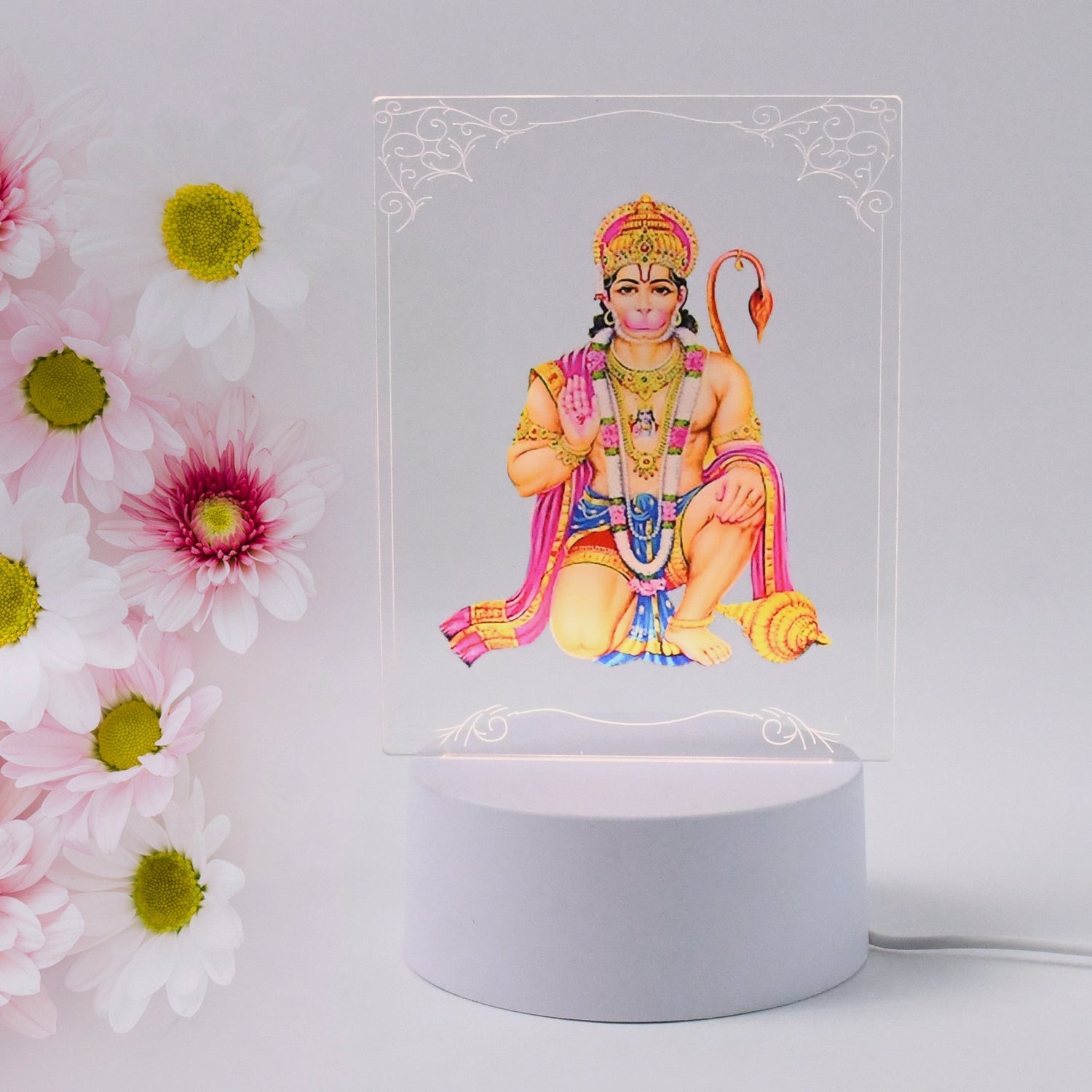 Beautiful 3D Lord Hanuman Frame with soft white light (1 Pc) Variety Bazaar
