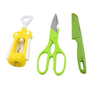 Multifunction Kitchen Tool Set – Stainless Steel & Plastic Knife and Scissors Variety Bazaar
