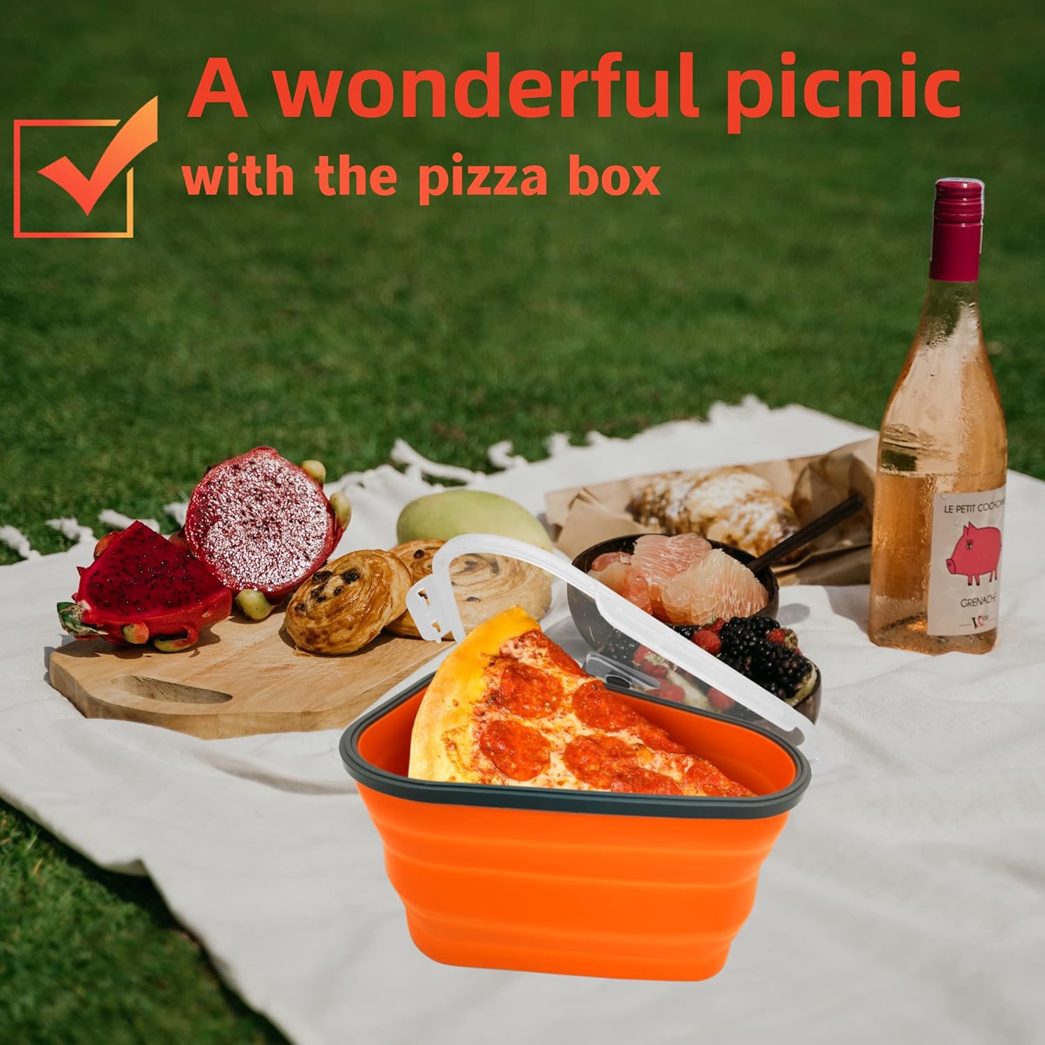Reusable Expandable Pizza Storage Container with 5 Microwavable Trays – Adjustable for Home & Outdoor Use Variety Bazaar