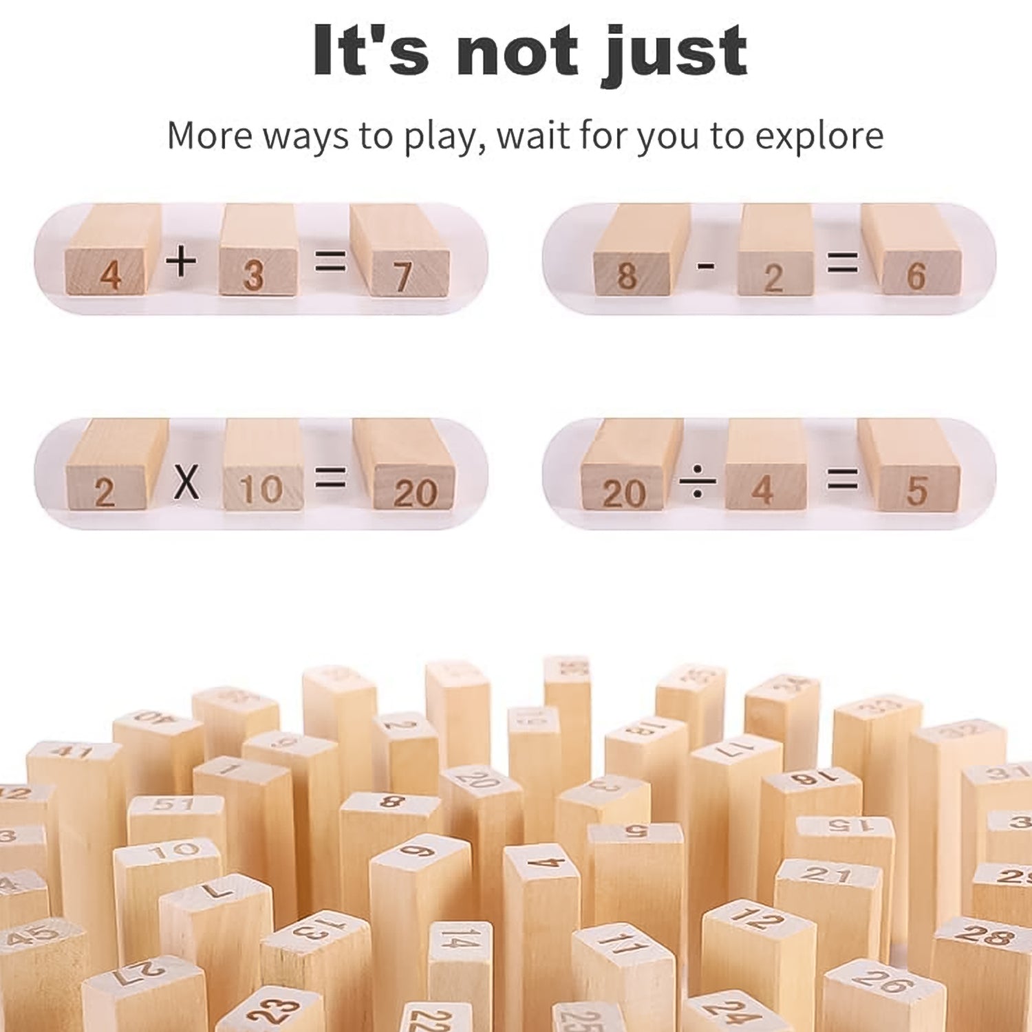 Wooden Tumbling Stacking Tower Game, Zenga tower (48 Pcs Blocks 2 Dices) Variety Bazaar