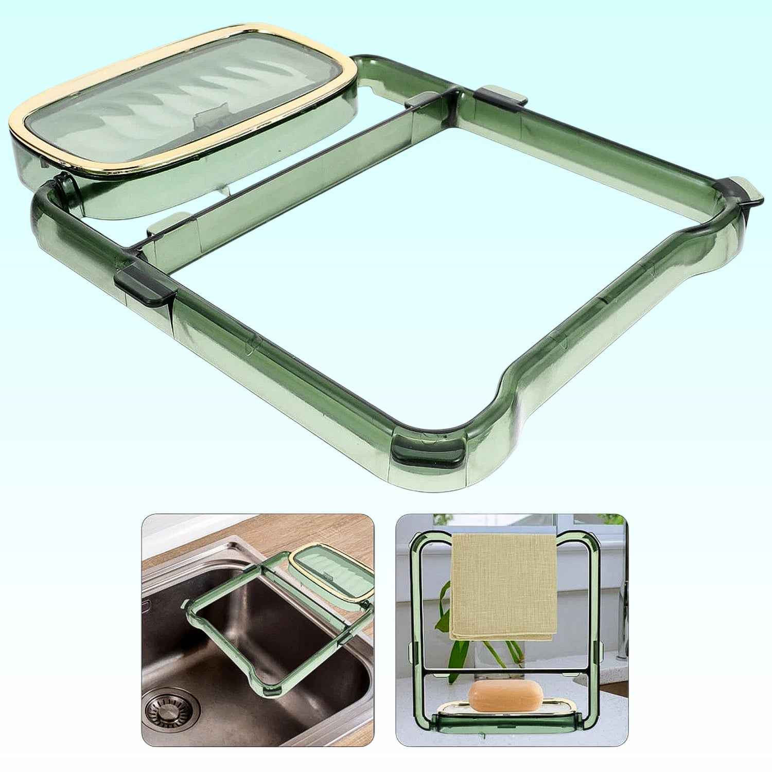 2-in-1 Self-Adhesive Towel Hanger & Soap Holder Stand (1 Pc)