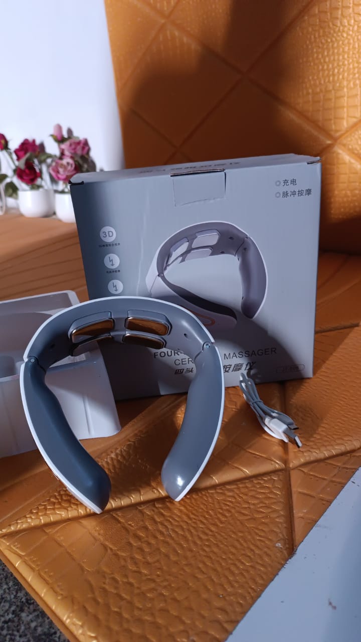 4 Heads Smart Electric Neck and Back Pulse Massager (1 Pc / Mix Design) Variety Bazaar