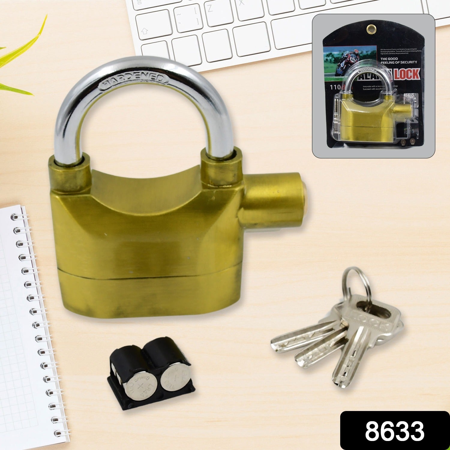 Security Alarm Metallic Lock System with 3 Keys (1 Set / Mix Color) Variety Bazaar