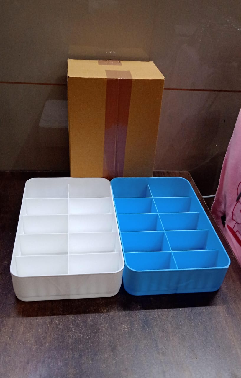 Multi-Function Desktop Drawer Storage Box 10 Grid Underwear Socks Box (2 Pc Set) Variety Bazaar