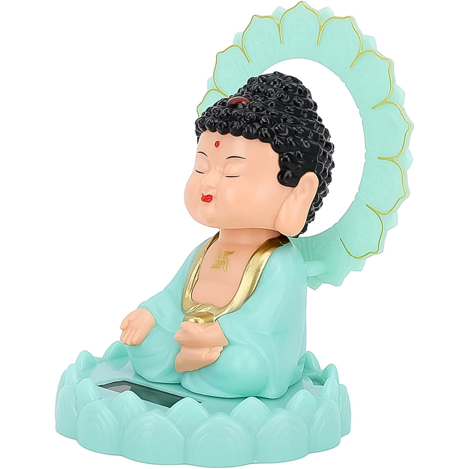 Plastic Solar Powered Moving Head Sitting Action Buddha Statue (1 Pc / Mix Color) Variety Bazaar