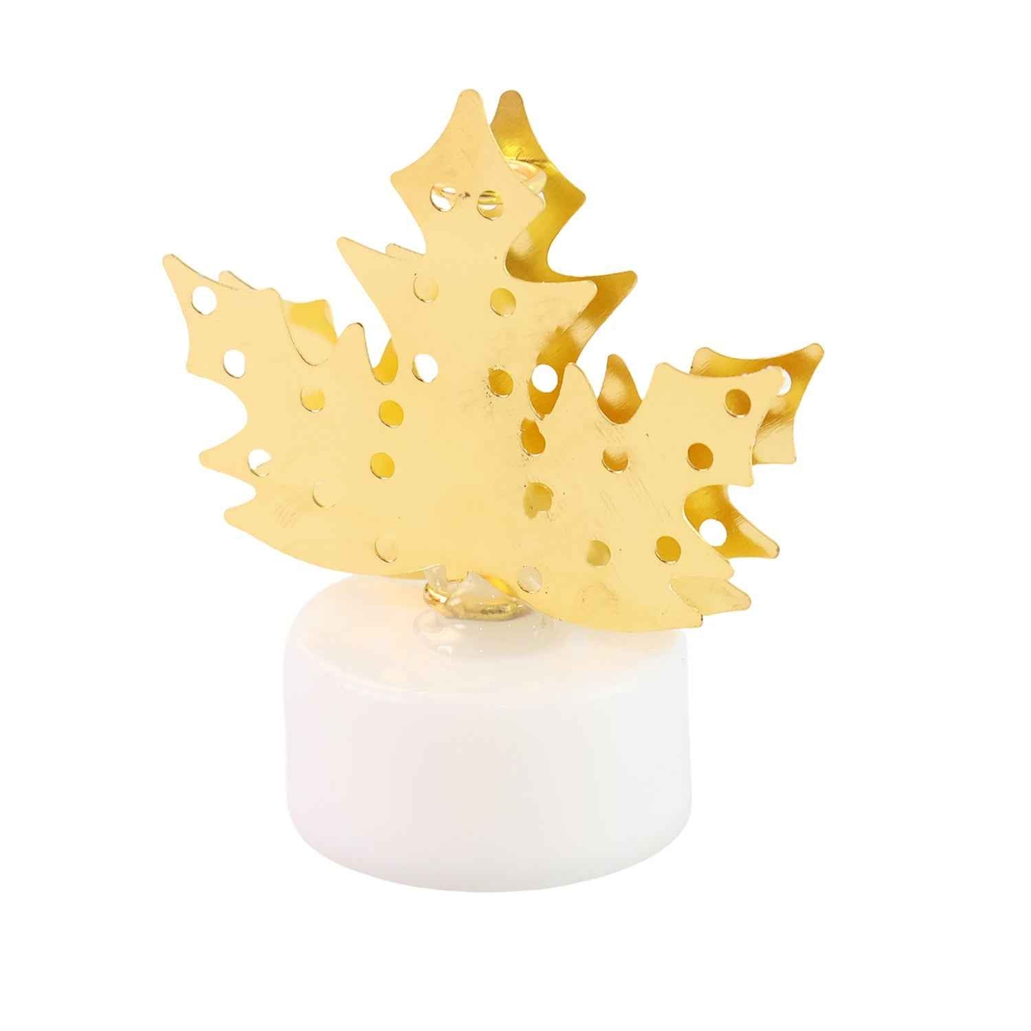 Decorative LED Gold Metal Leaf Diya Lamp (1 Pc)
