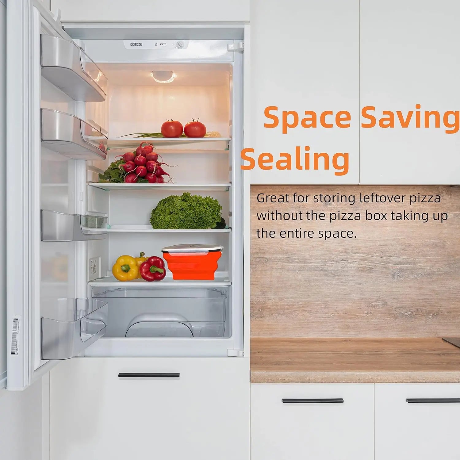 10026 Reusable Pizza Storage Containers with 5 Microwavable Serving Trays, Silicone Container Expandable & Adjustable for Packing Pizza at home / outdoor - varietybazaar.co.in