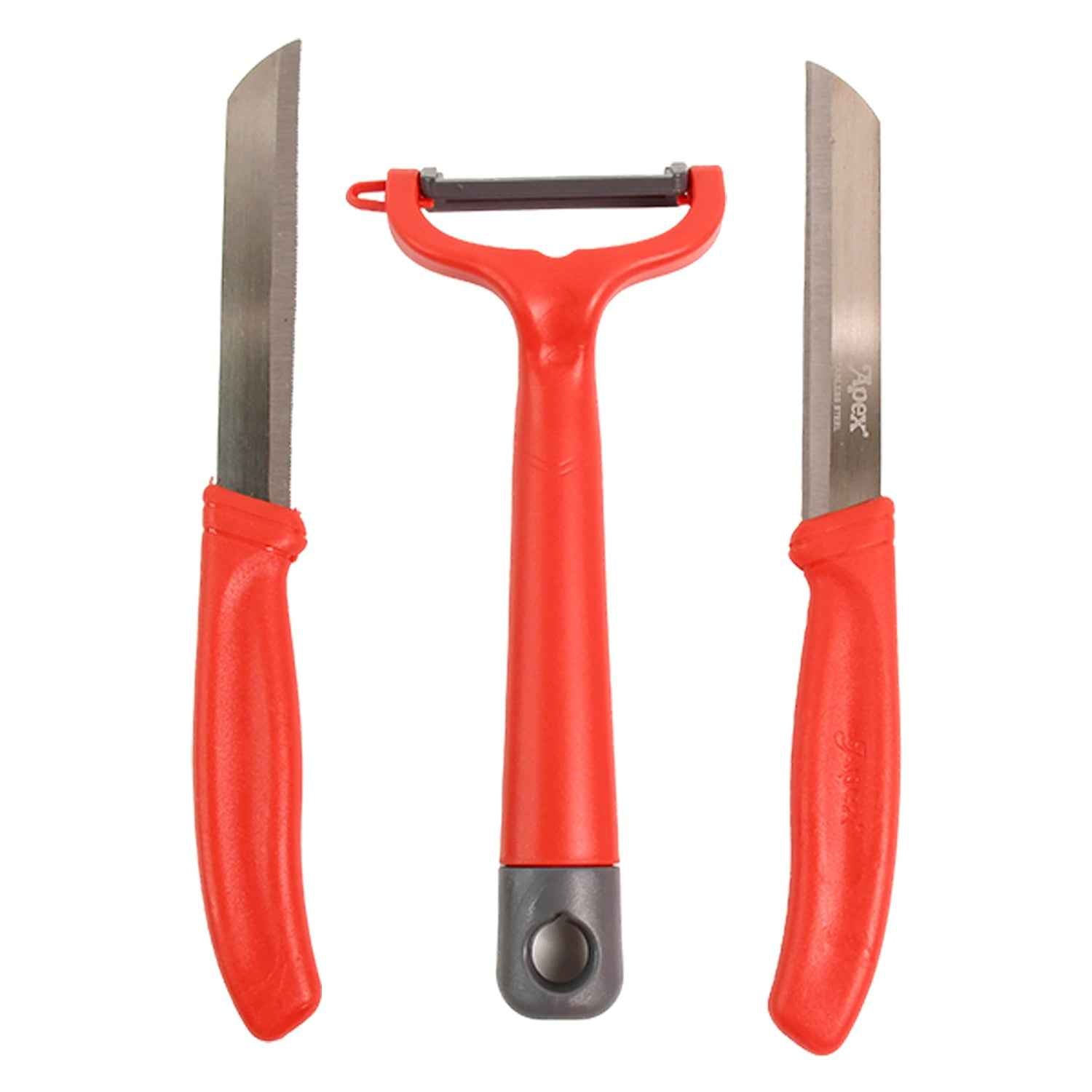 Apex 3-Piece Stainless Steel Kitchen Knife and Peeler Set