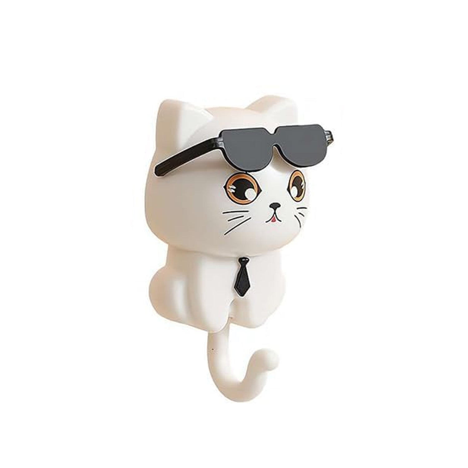 Cat Hook for Wall, Cute Cat Key Hook with Sunglasses (1 Pc) Variety Bazaar