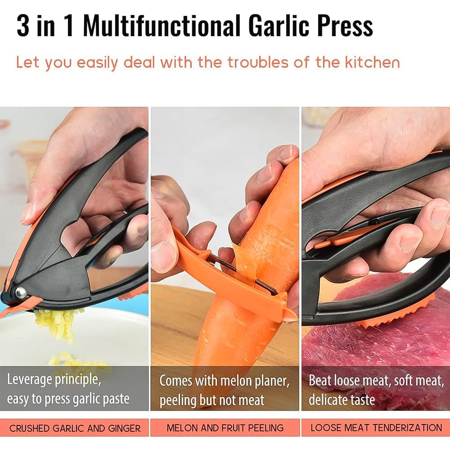 Multifunctional Garlic Press, Garlic Mincing & Crushing Tool (1 Pc) Variety Bazaar