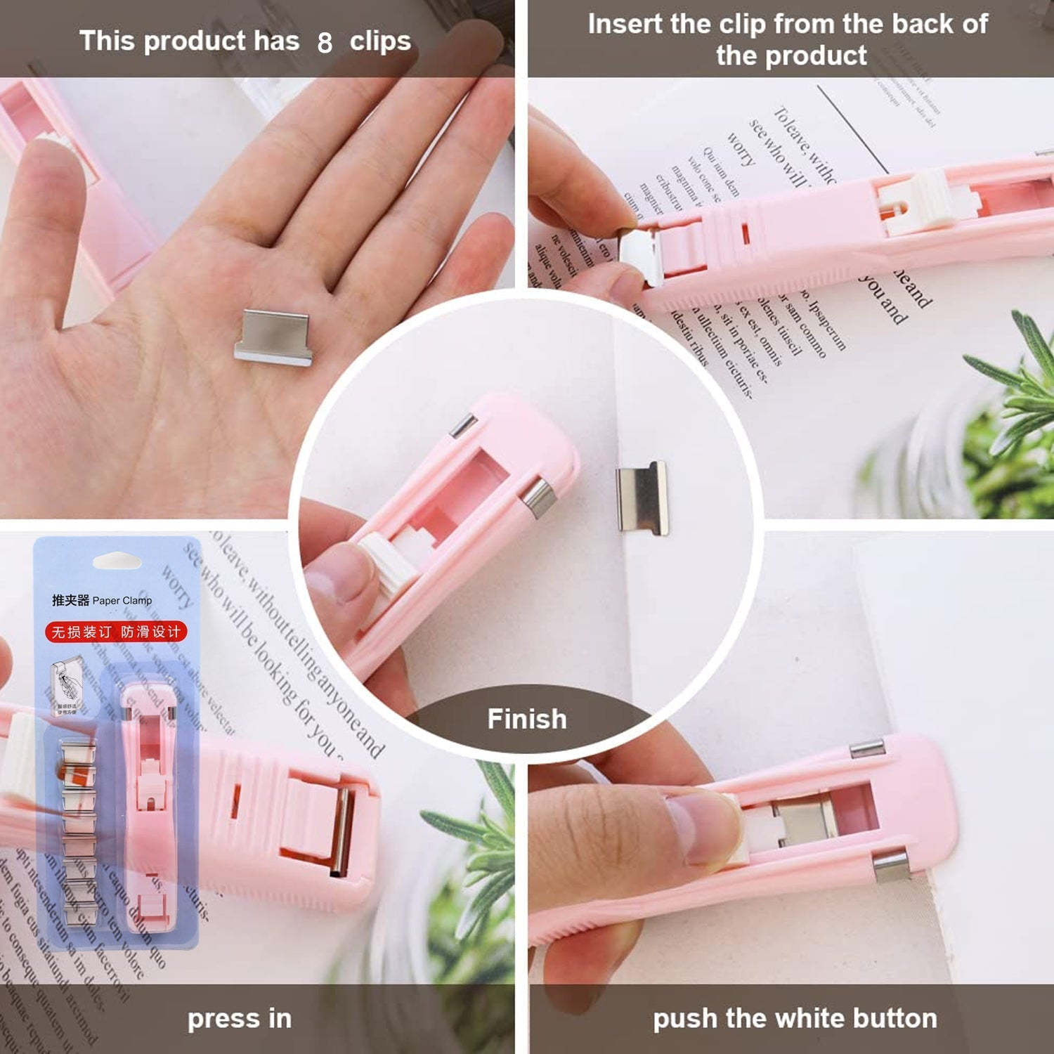 Portable Paper Clamp With 8 Pcs Clip Dispenser Handheld Paper Fast Clam (1 Set) Variety Bazaar