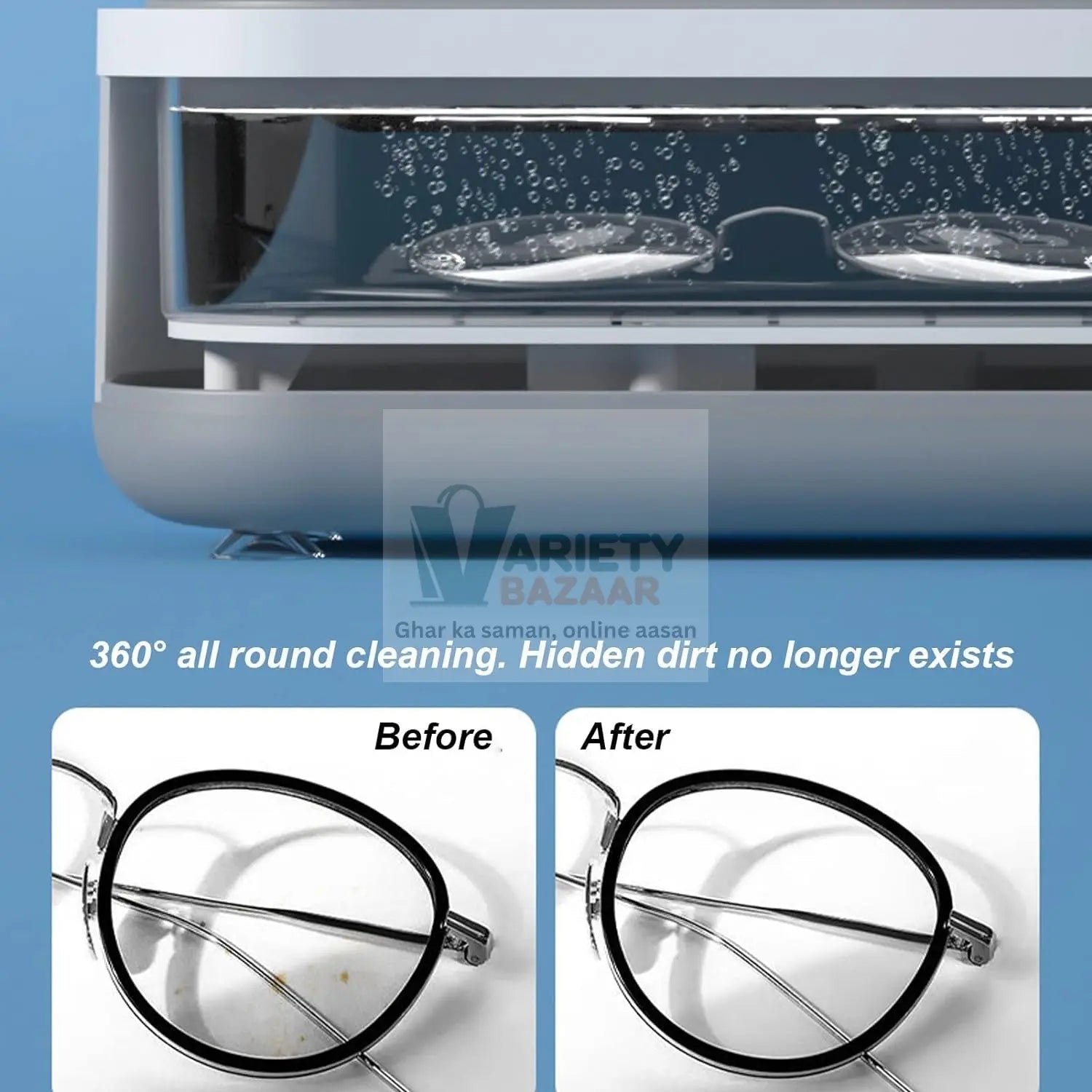 12670 Ultrasonic Jewllery, Cleaner, Ultrasonic Cleaning Machine, Portable jewellery Cleaning Mchine For Jewellery, Ring, Silver, Retainer, Glasses, Watches, Coins, High Frequency Vibration Machine (Battery Not Included) Travel Sahayak