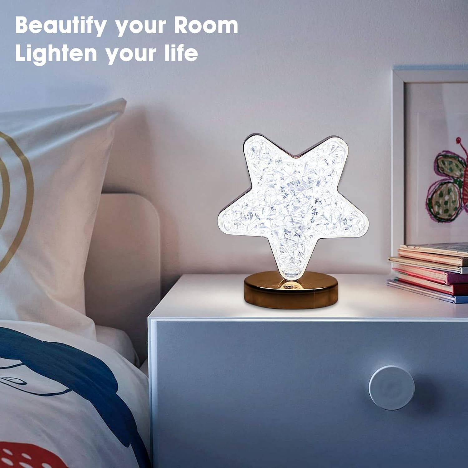 Star Crystal Diamond Touch Lamp – USB Rechargeable, 3-Way Dimmable Variety Bazaar