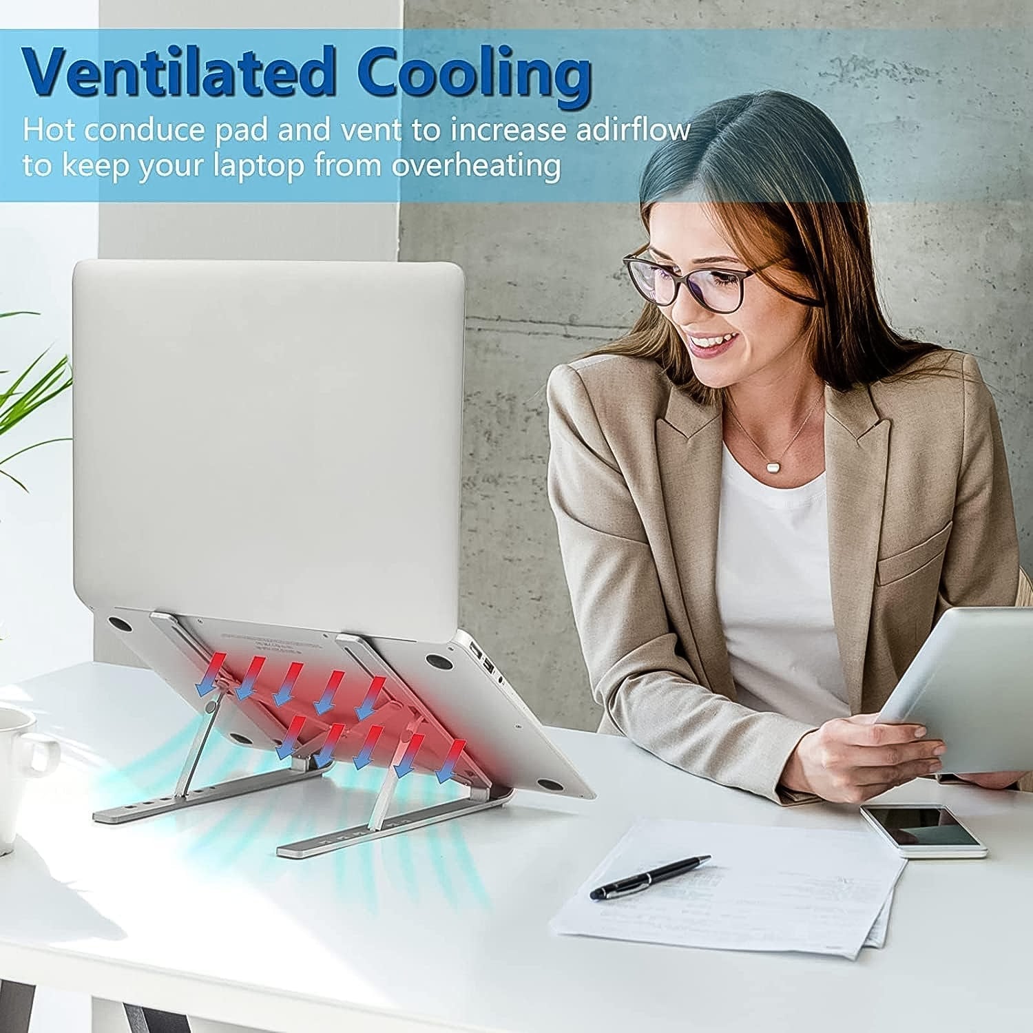 Home Foldable Height Adjustable Laptop Stand (1 Pc) Variety Bazaar