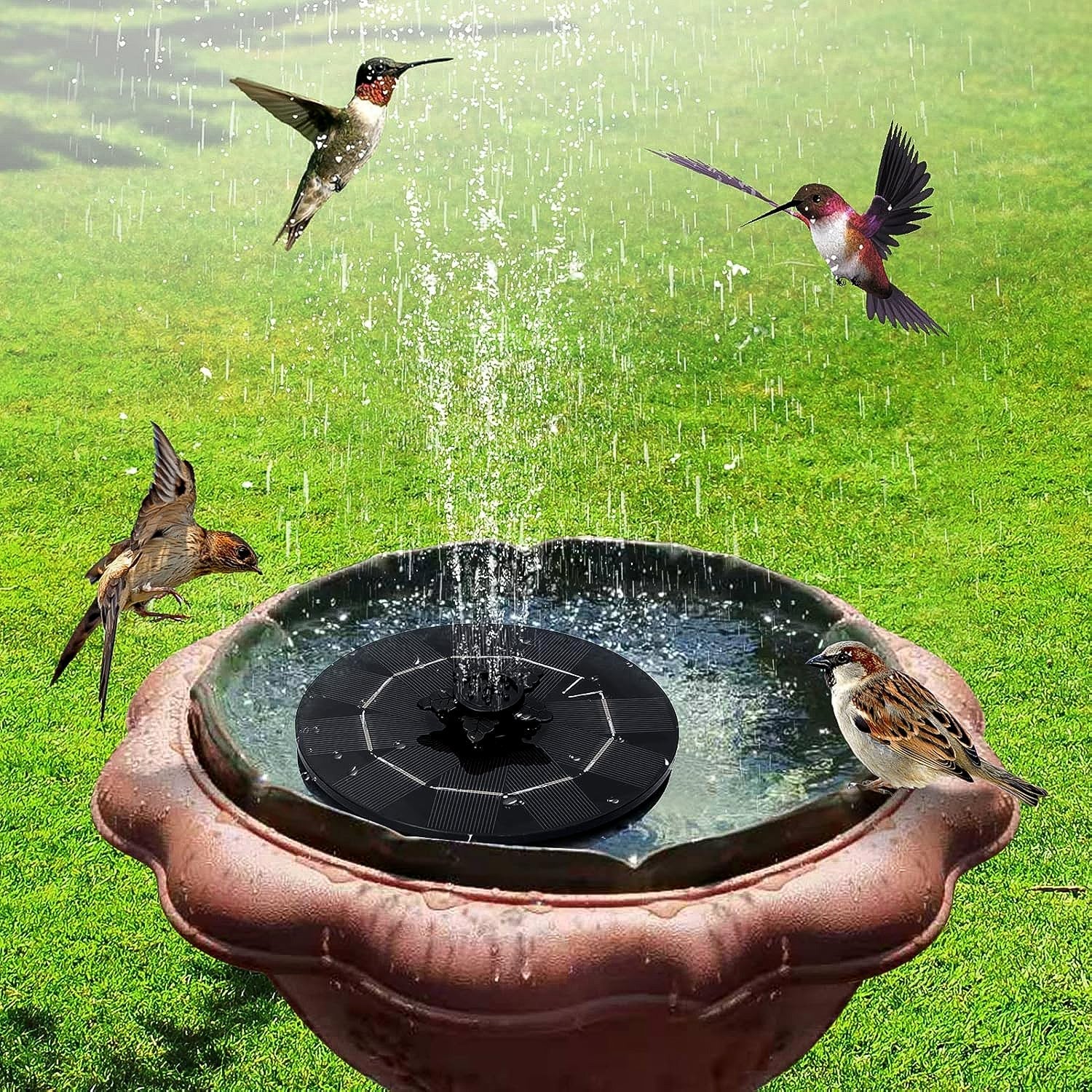 Fast Fountain by Pocket Hose - Solar-Powered - Instantly Adds a Water Feature Virtually Anywhere - 5 Spray Modes - No Installation or Batteries Required - Great for Bird Baths, Pools, Pond & More (1 Pc) Variety Bazaar