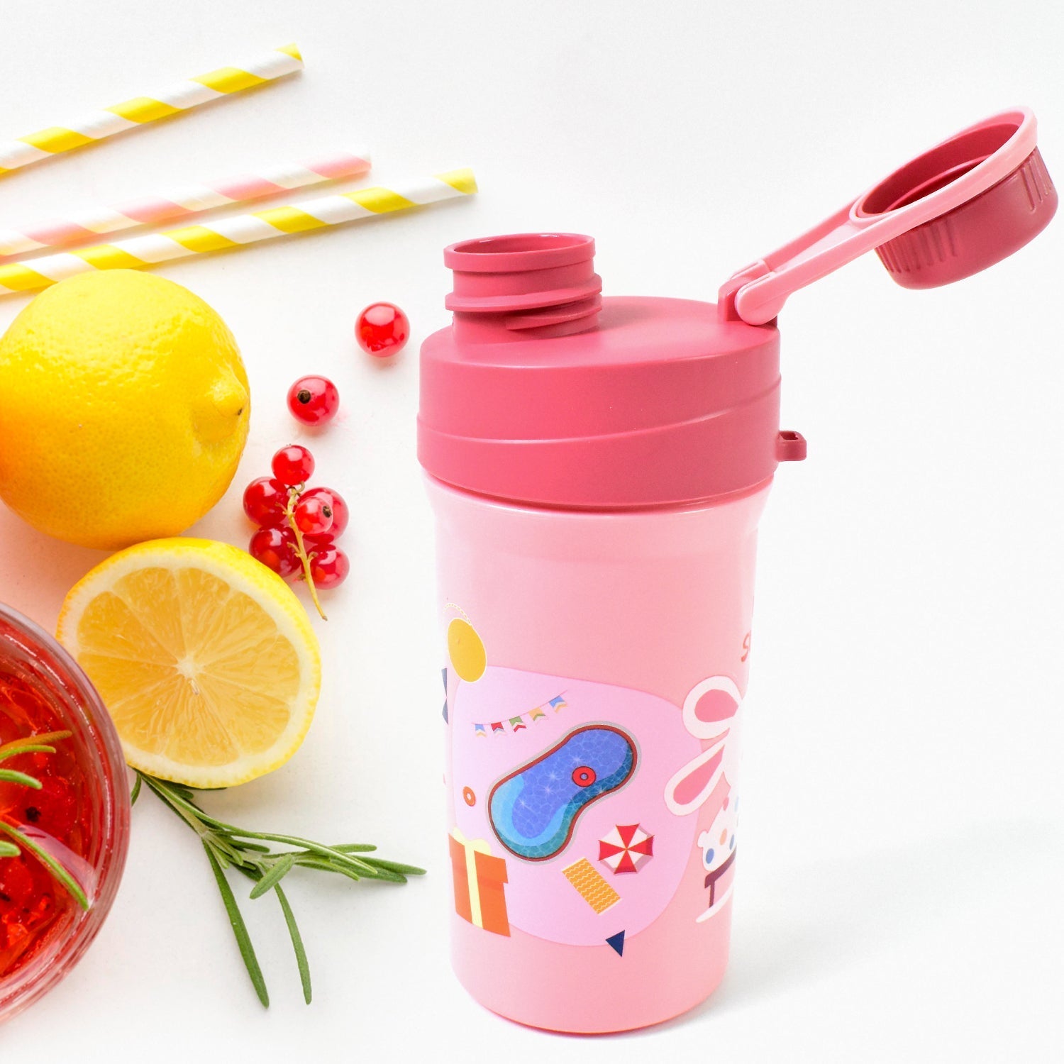 Plastic Lunch Box Leak Proof 2 Compartment with Bottle and Fork (1 Set / Mix Color) Variety Bazaar