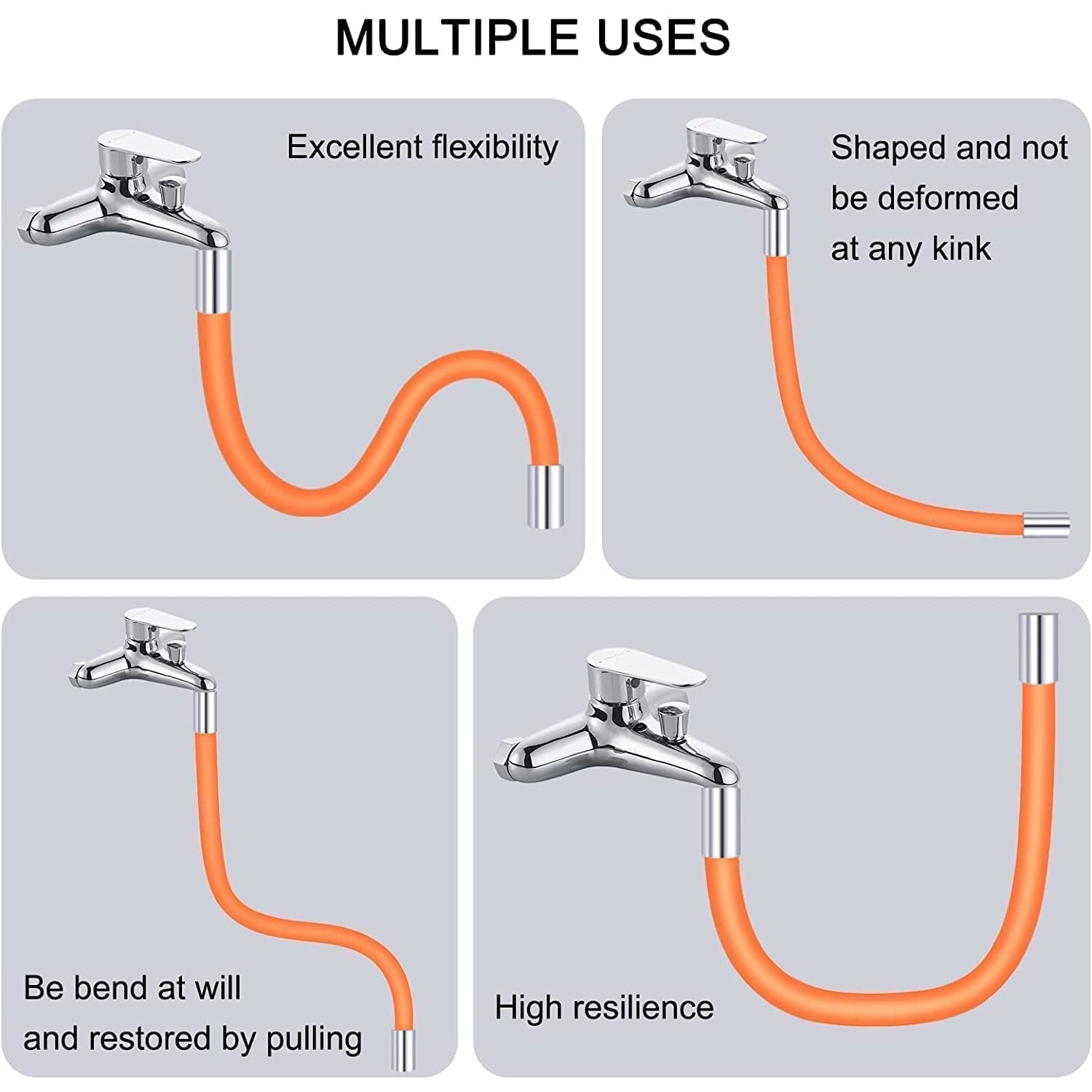 Flexible Water Tap Extender, 360° Bending Faucet Extension Tube with Connector (18cm) Variety Bazaar