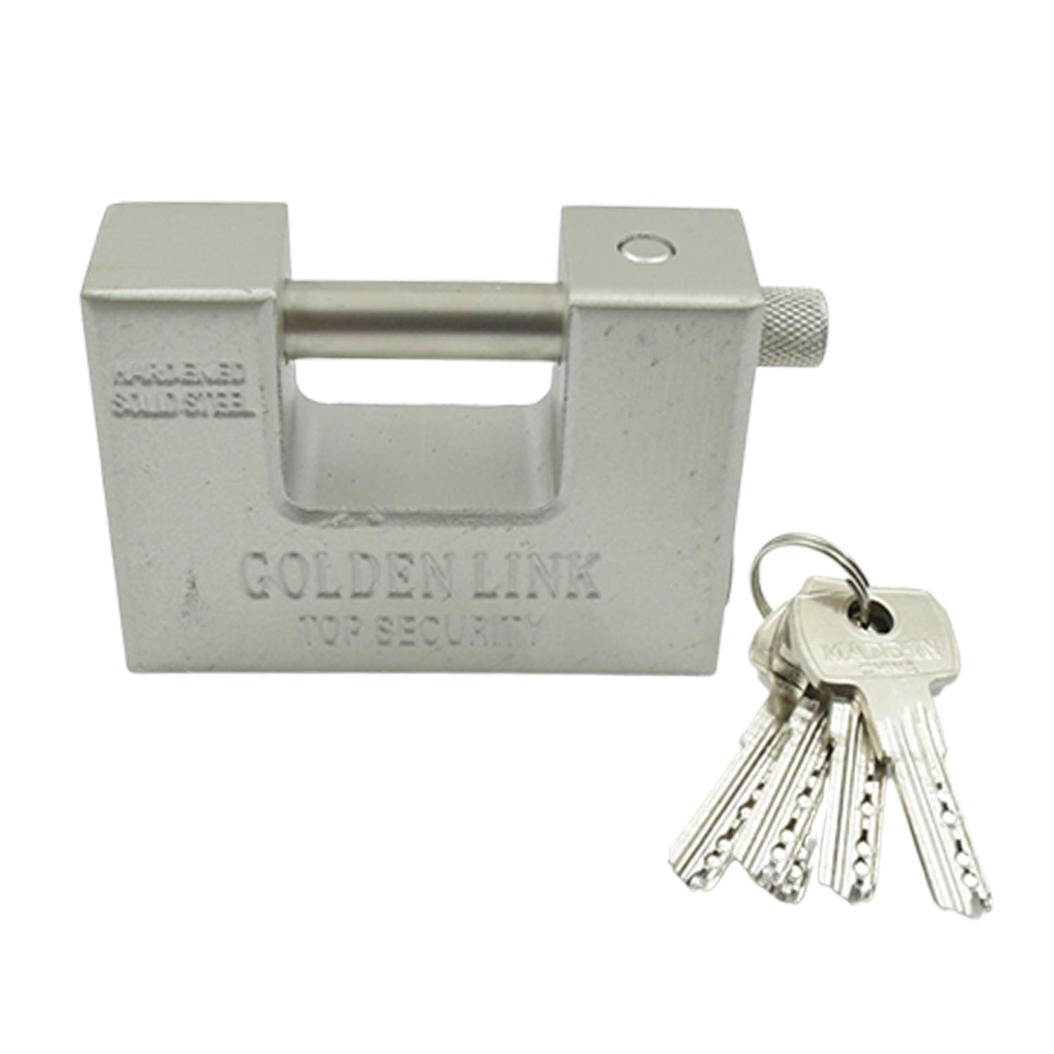 94mm Stainless Steel Padlock: Rectangular, Hardened Steel, 5 Keys Variety Bazaar